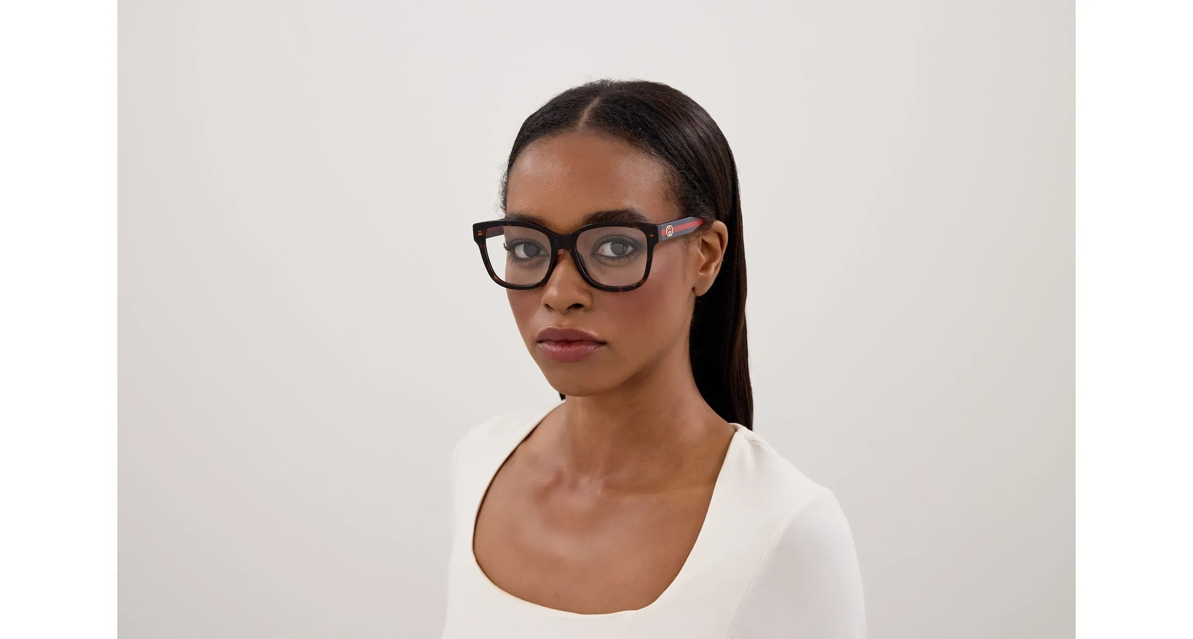 Gucci GG0038ONN 003 Montature da vista Acetato Havana Trasparente Farfalla - immagine 4