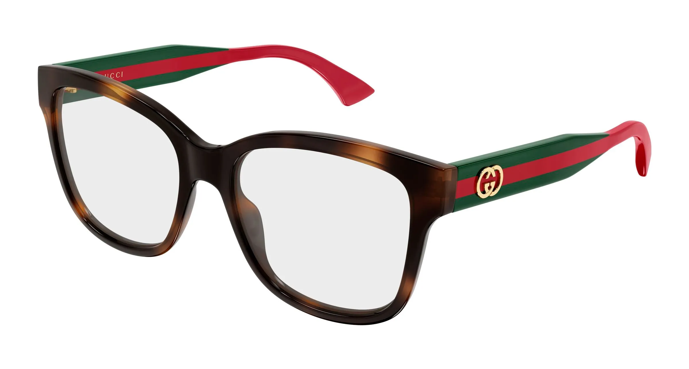 Gucci GG0038ONN 002 Montature da vista Acetato Havana Trasparente Farfalla - immagine 1