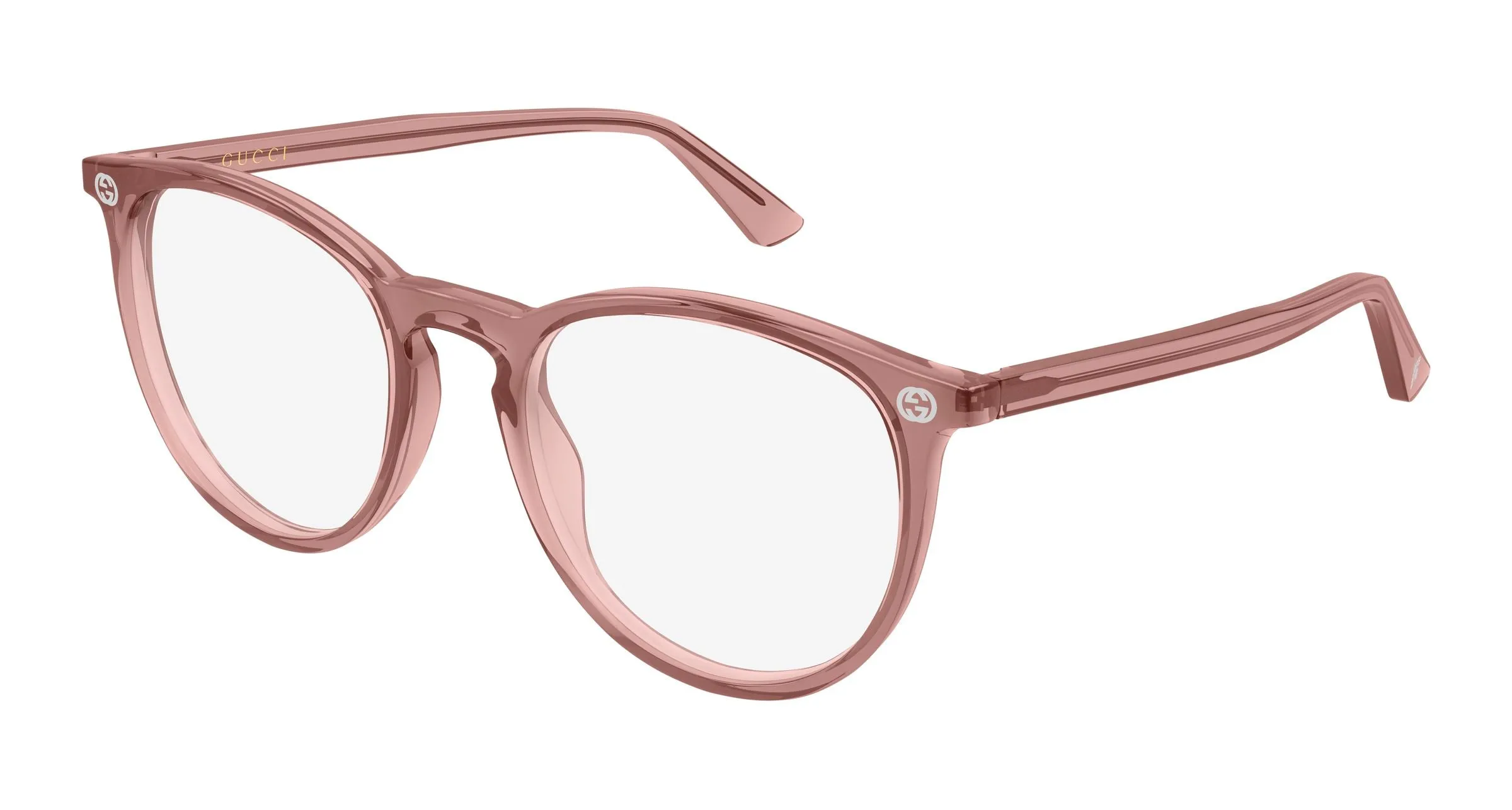 Gucci GG0027O 022 Montature da vista Acetato Rosa Trasparente Rotonda - immagine 1