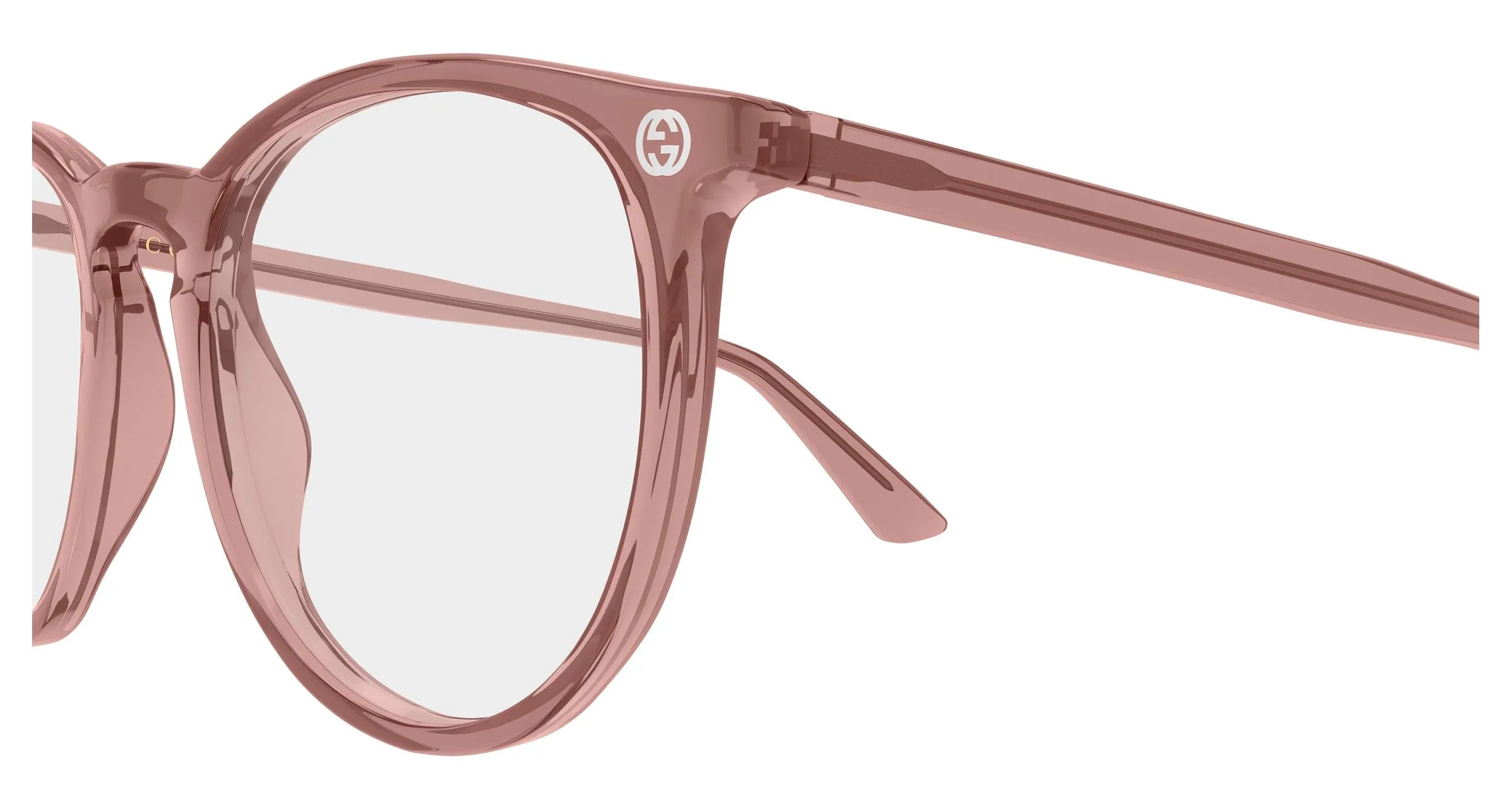 Gucci GG0027O 019 Montature da vista Acetato Rosa Trasparente Rotonda - immagine 3