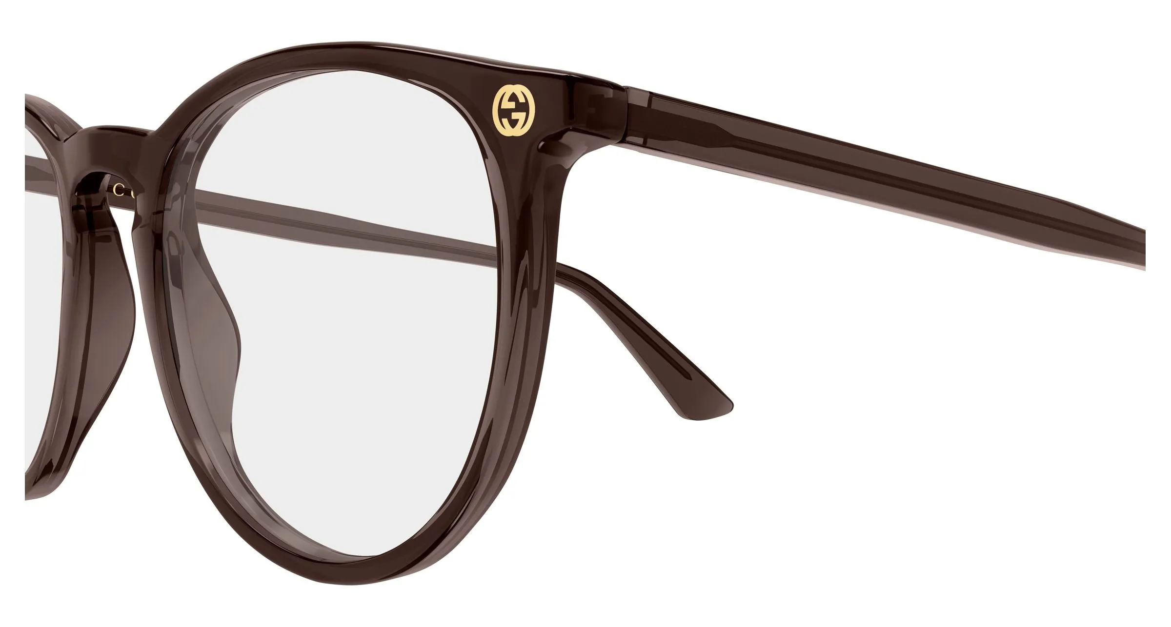 Gucci GG0027O 017 Montature da vista Acetato Marrone Trasparente Rotonda - immagine 3