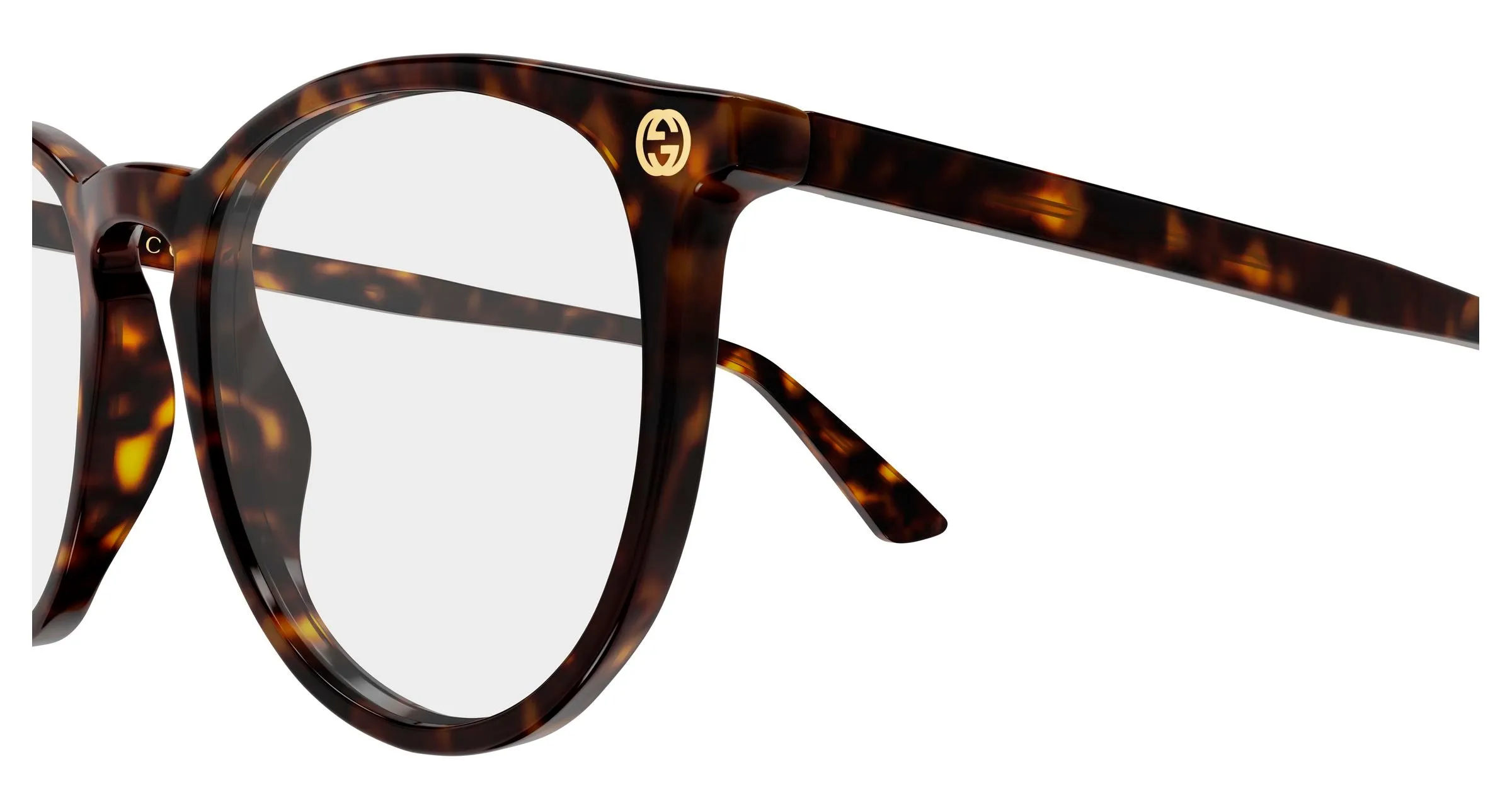 Gucci GG0027O 016 Montature da vista Acetato Havana Trasparente Rotonda - immagine 3