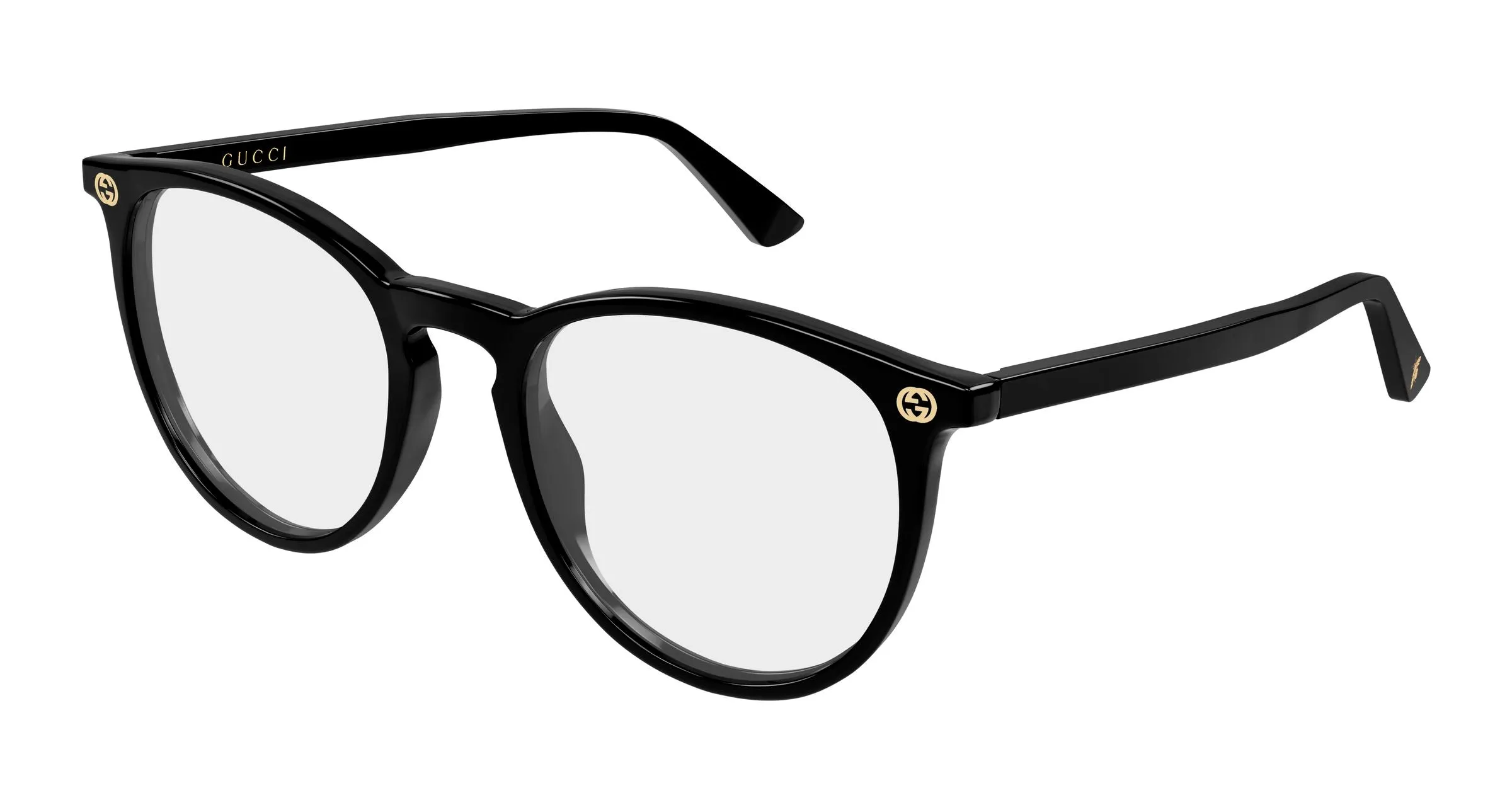 Gucci GG0027O 015 Montature da vista Acetato Nero Trasparente Rotonda - immagine 1