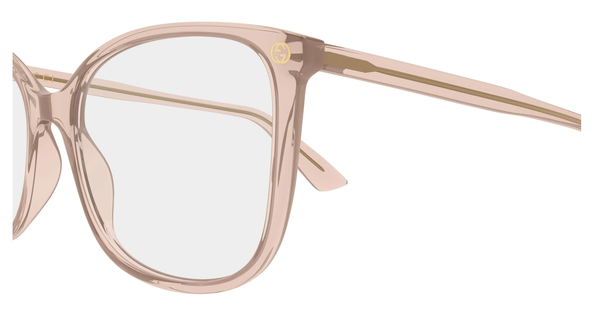 Gucci GG0026O 032 Montature da vista Acetato Rosa Trasparente Cat Eye - immagine 3