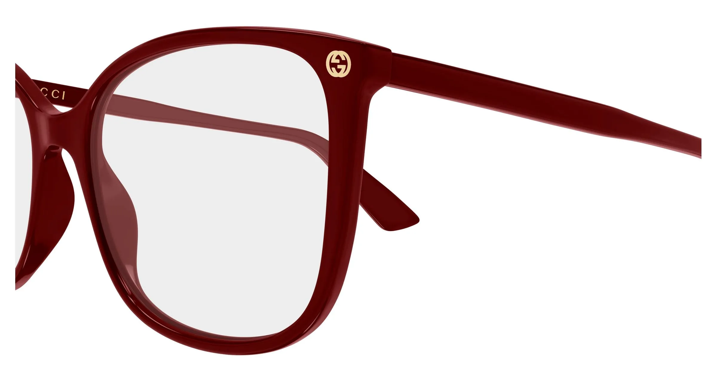 Gucci GG0026O 031 Montature da vista Acetato Bordeaux Trasparente Cat Eye - immagine 3