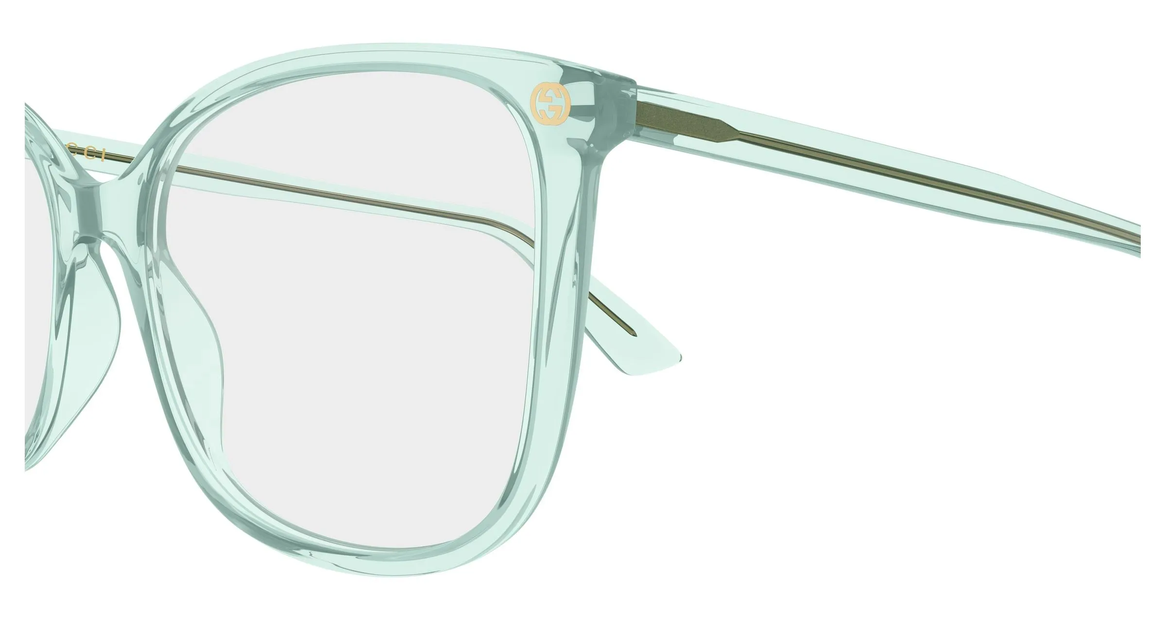 Gucci GG0026O 028 Montature da vista Acetato Verde Trasparente Cat Eye - immagine 3