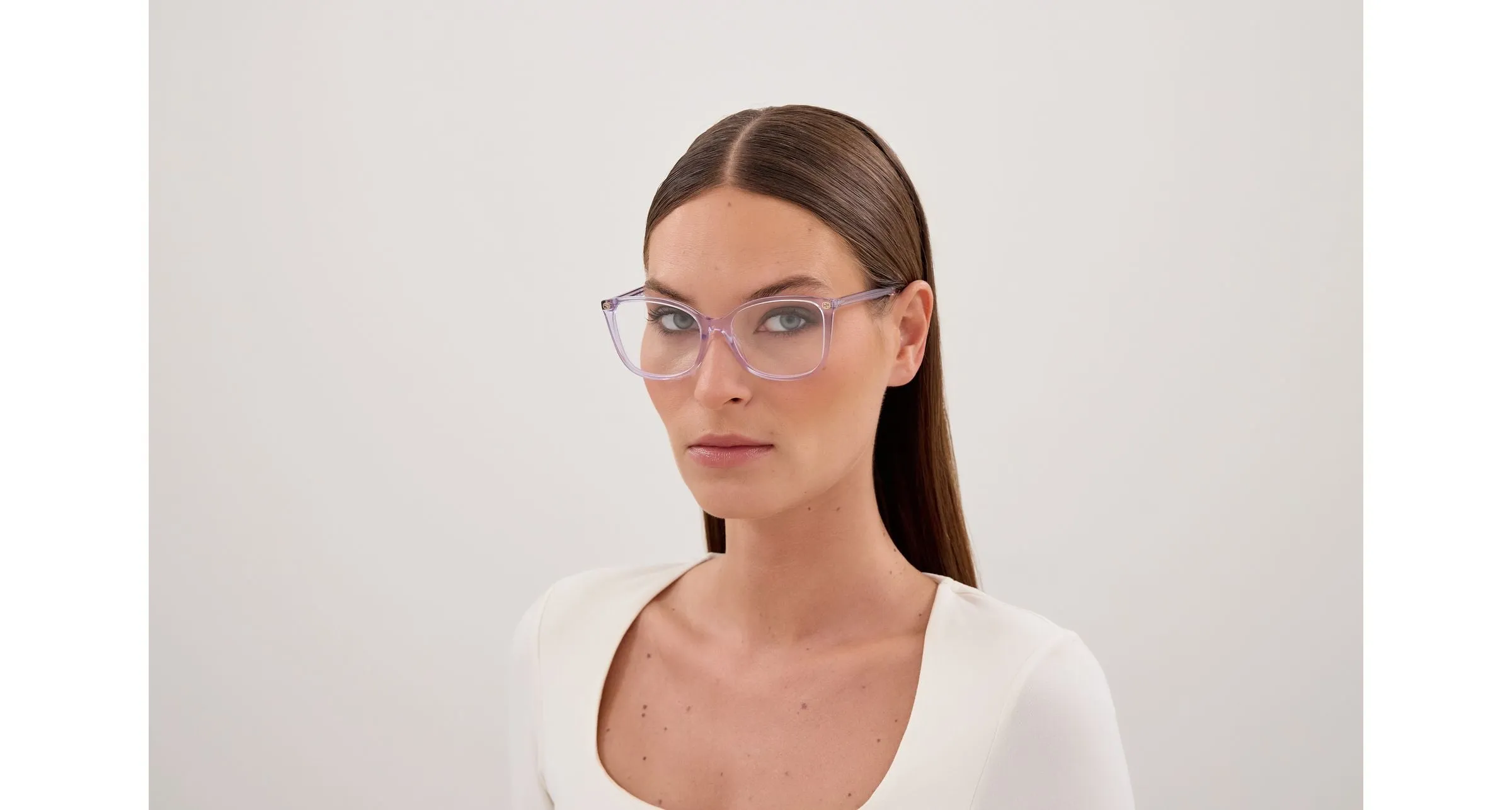 Gucci GG0026O 027 Montature da vista Acetato Viola Trasparente Cat Eye - immagine 4