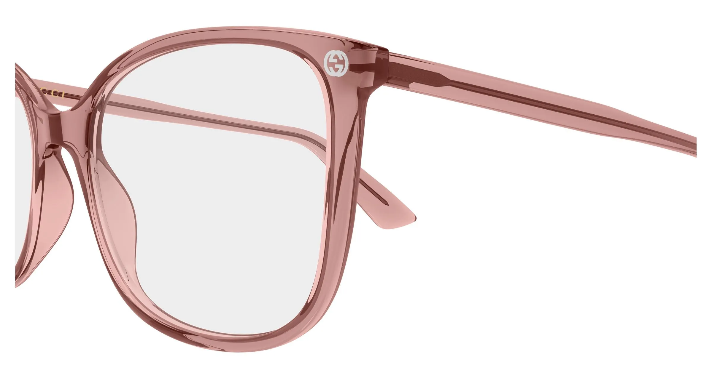 Gucci GG0026O 025 Montature da vista Acetato Rosa Trasparente Cat Eye - immagine 3