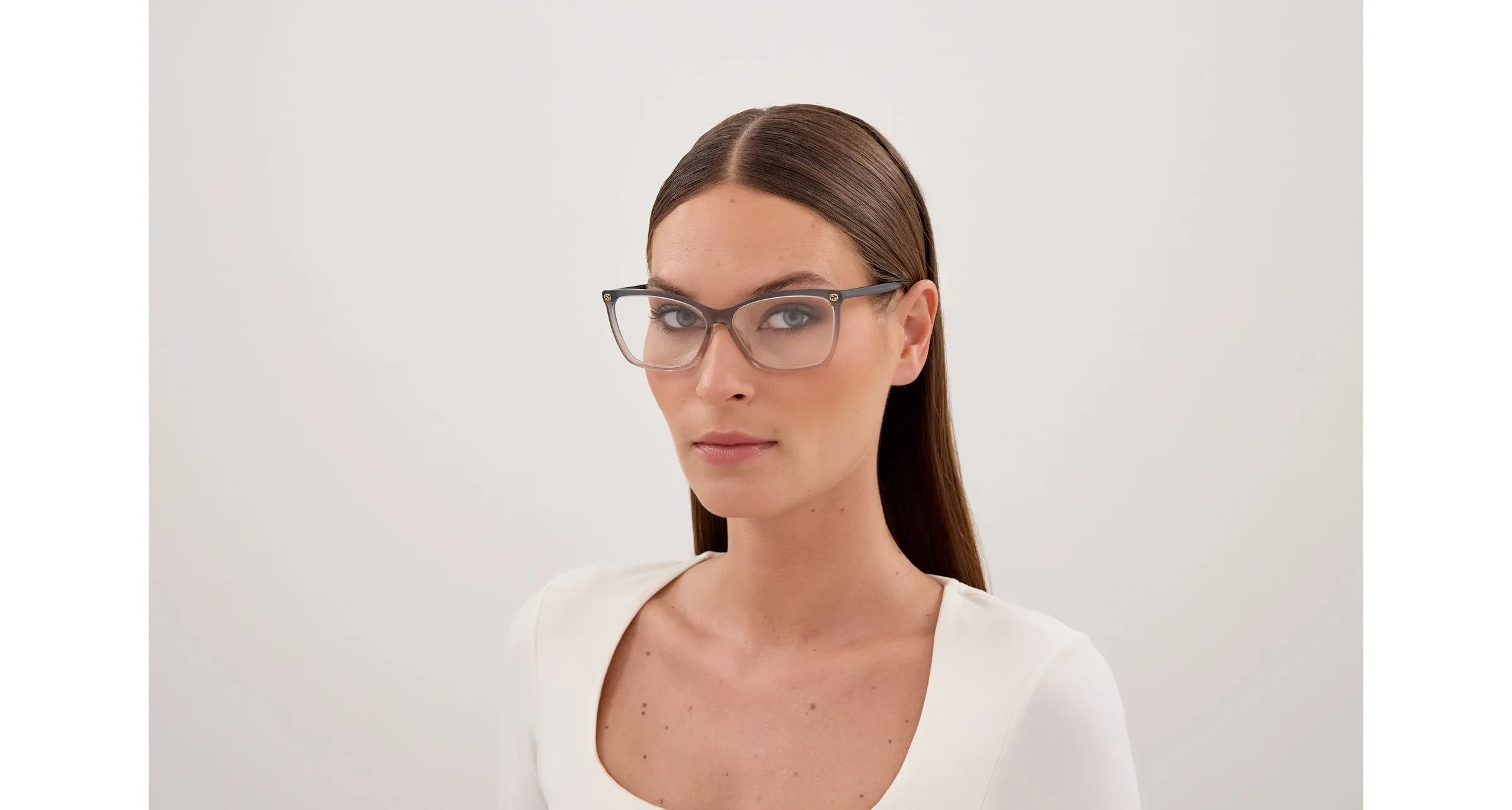 Gucci GG0025O 024 Montature da vista Acetato Grigio Trasparente Cat Eye - immagine 4