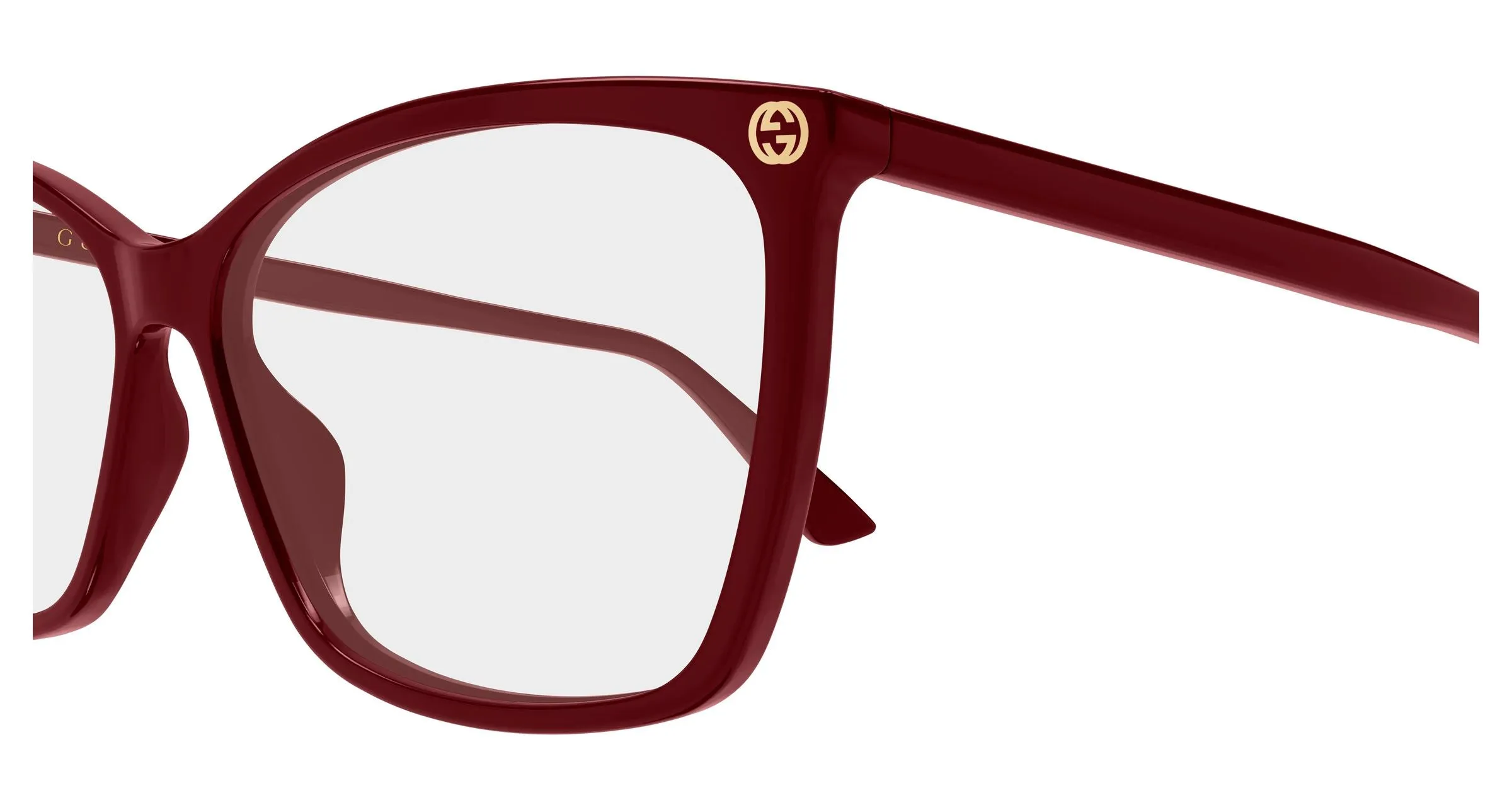 Gucci GG0025O 022 Montature da vista Acetato Bordeaux Trasparente Cat Eye - immagine 3