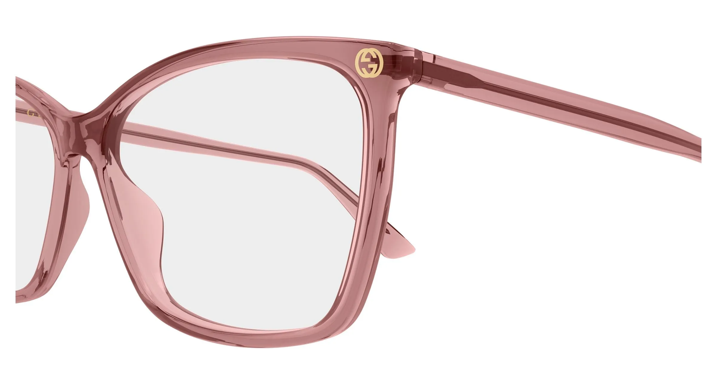 Gucci GG0025O 018 Montature da vista Acetato Rosa Trasparente Cat Eye - immagine 3