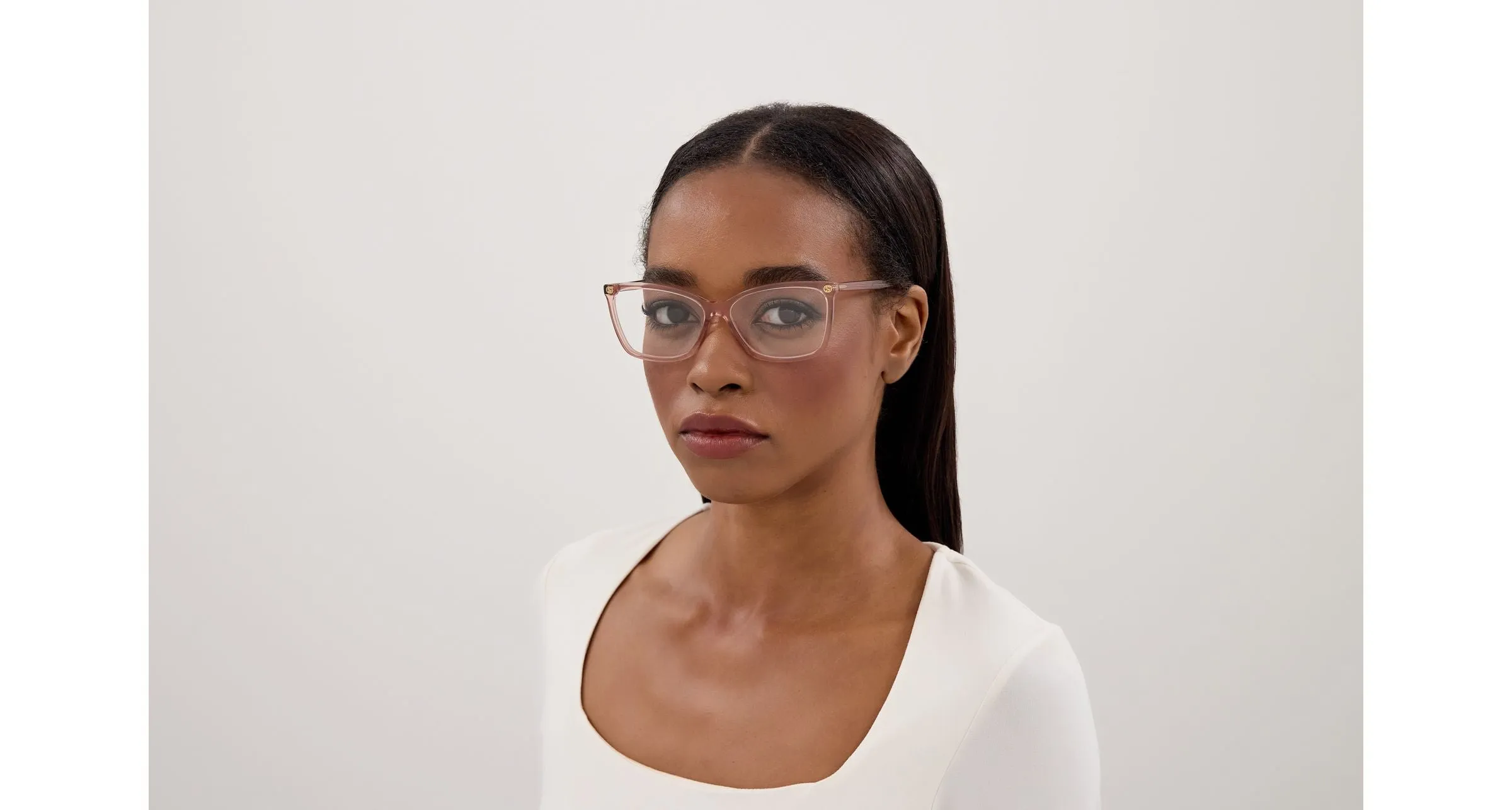 Gucci GG0025O 018 Montature da vista Acetato Rosa Trasparente Cat Eye - immagine 4