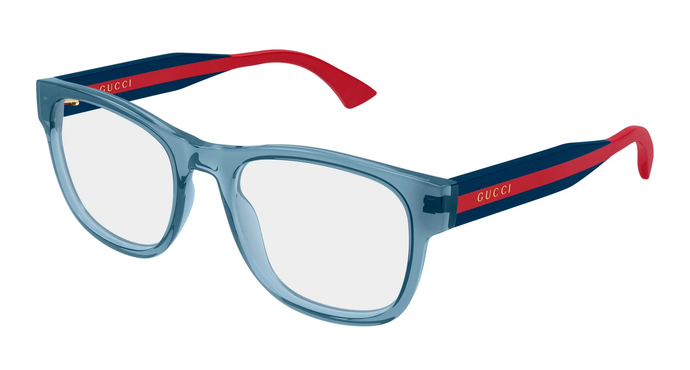Gucci GG0004ONN 005 Montature da vista Acetato Blu Trasparente Squadrata - immagine 1
