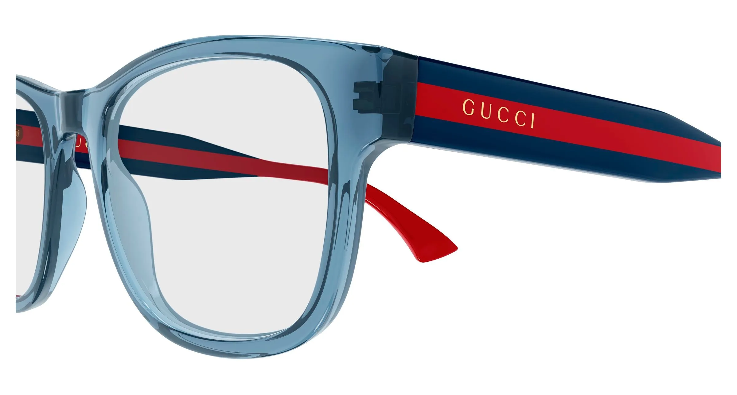 Gucci GG0004ONN 005 Montature da vista Acetato Blu Trasparente Squadrata - immagine 3