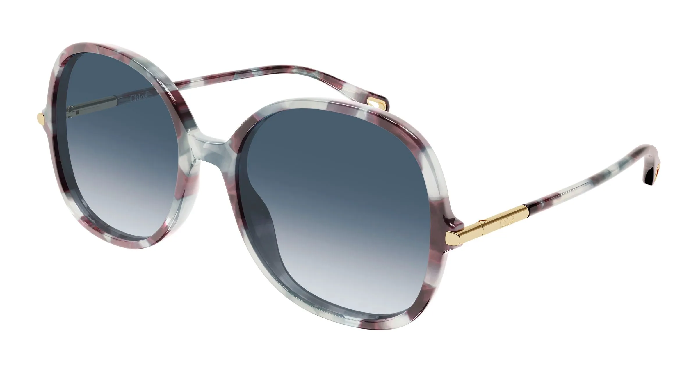 Chloé CH0383S 001 Occhiali da sole Acetato Havana Blu Rotonda - immagine 1