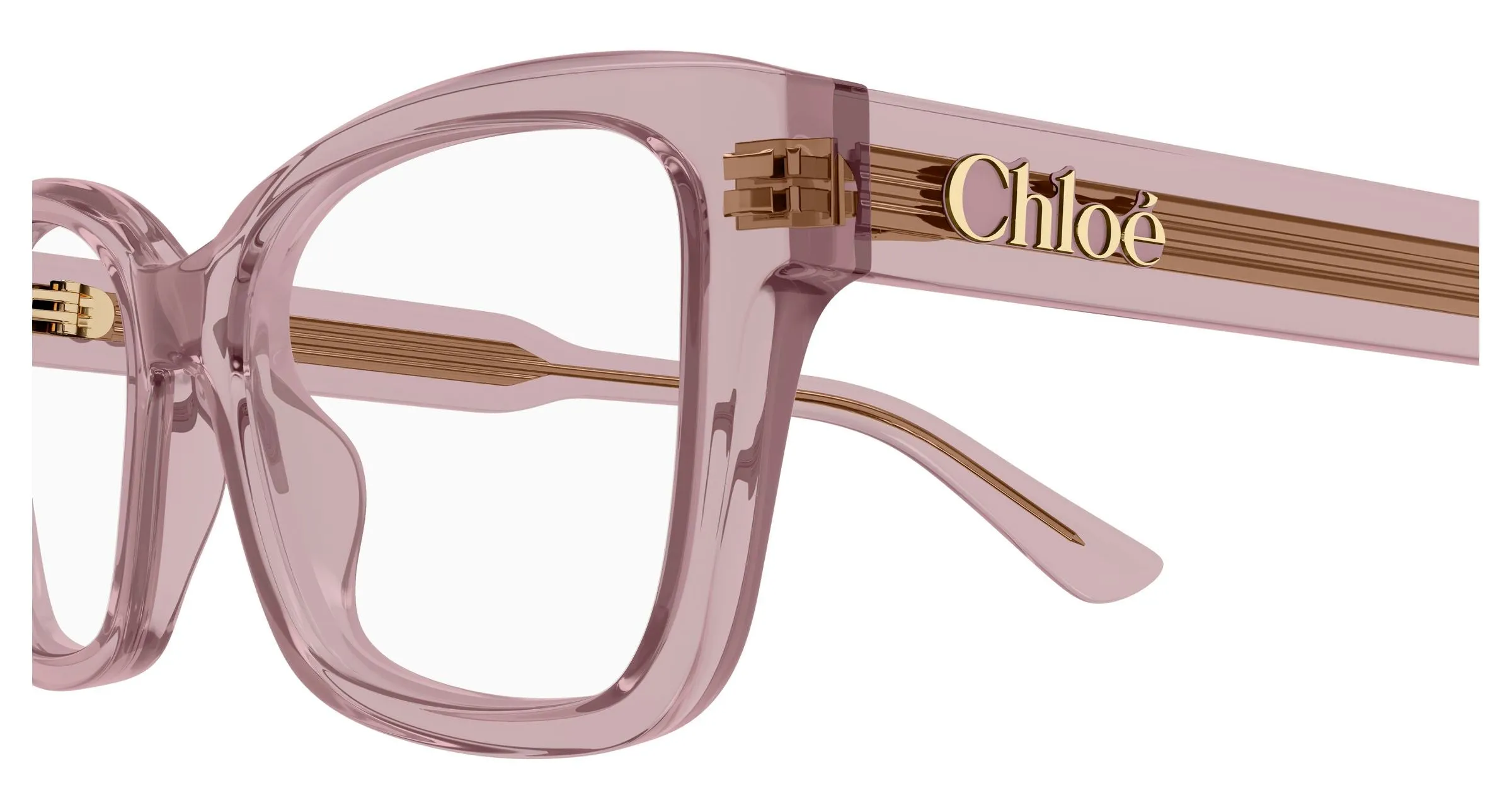 Chloé CH0380O 004 Montature da vista Acetato Rosa Trasparente Cat Eye - immagine 3