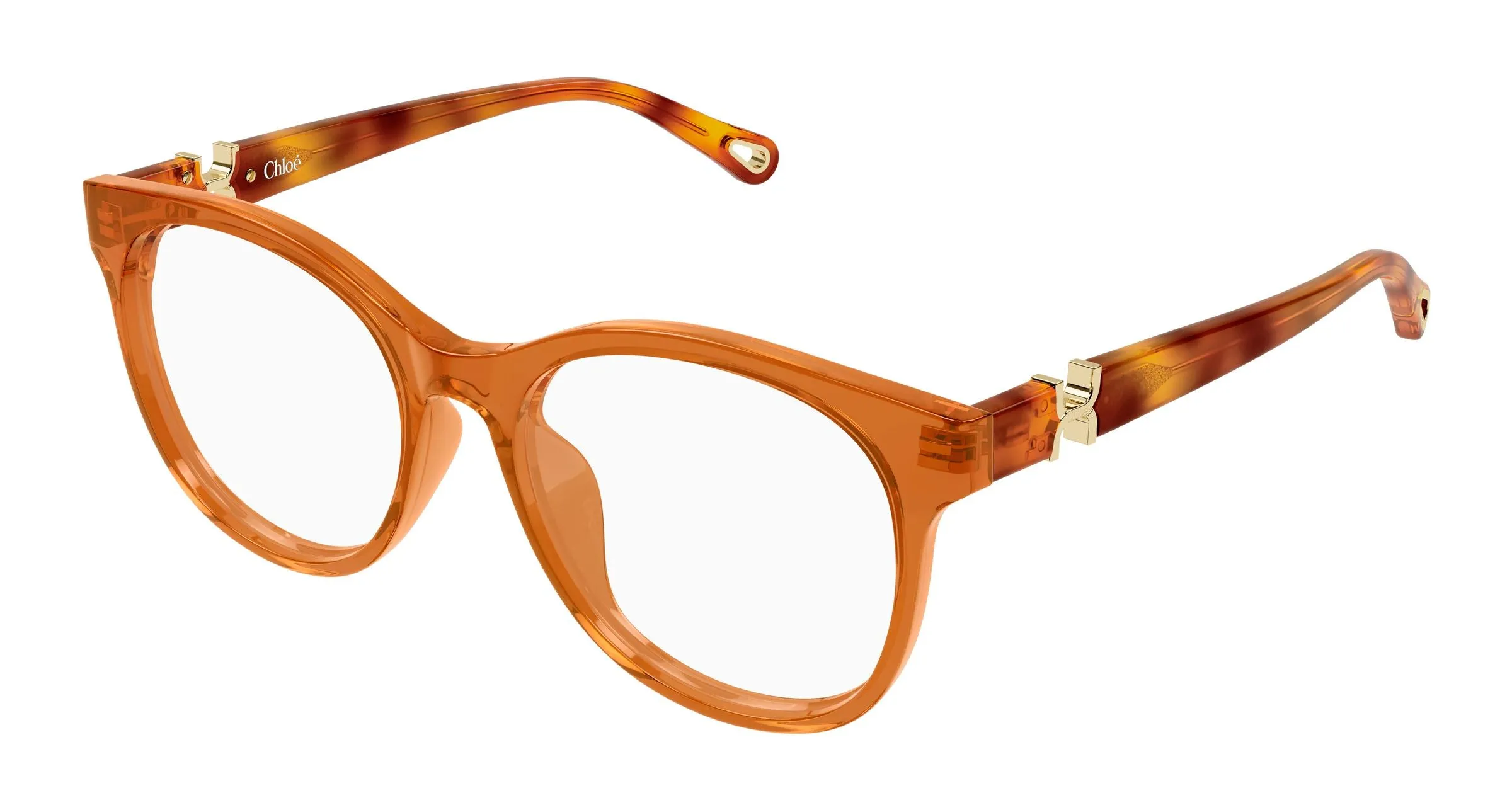Chloé CH0375O 004 Montature da vista Acetato Marrone Trasparente Rotonda - immagine 1