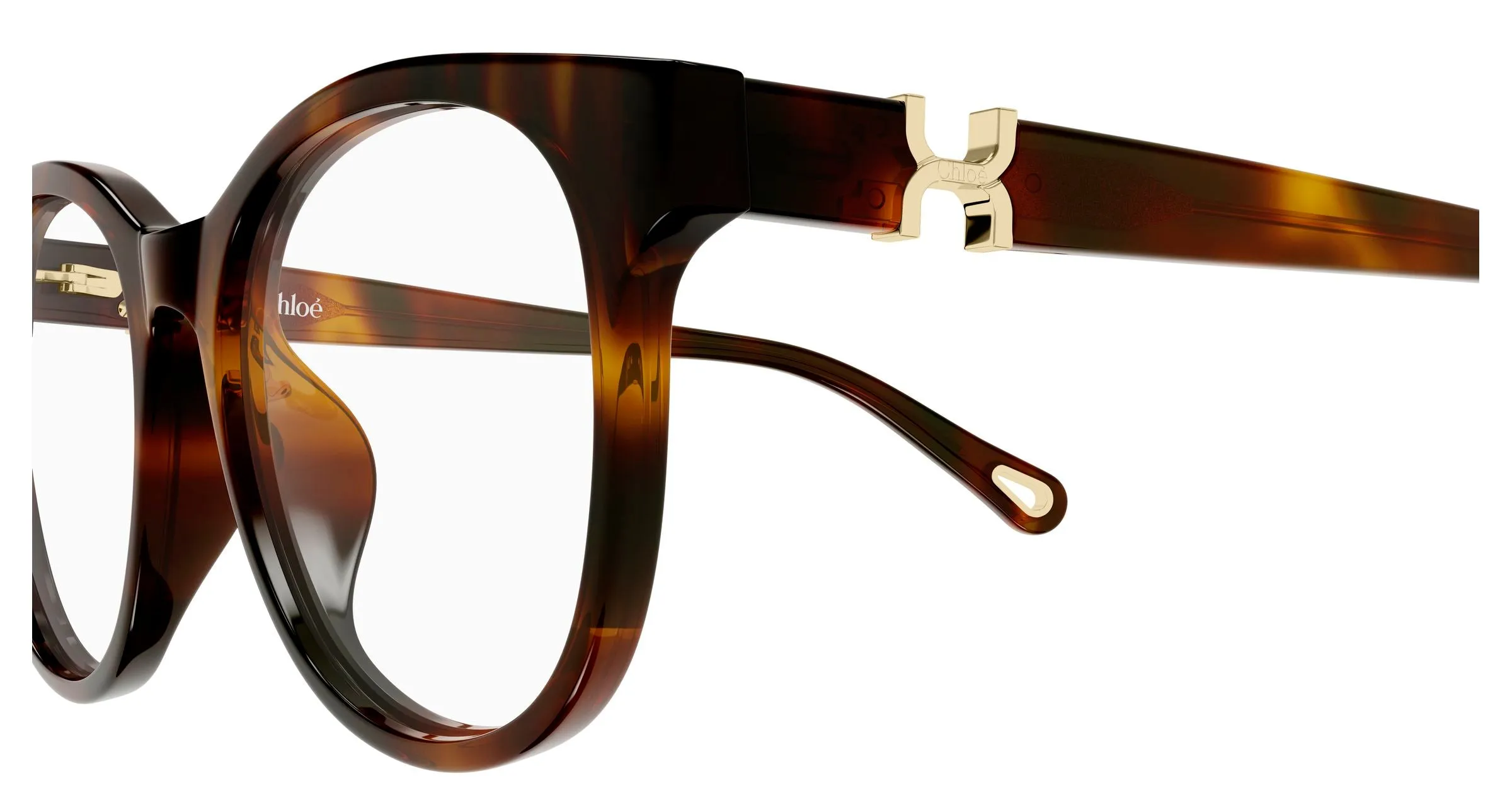Chloé CH0375O 002 Montature da vista Acetato Havana Trasparente Rotonda - immagine 3