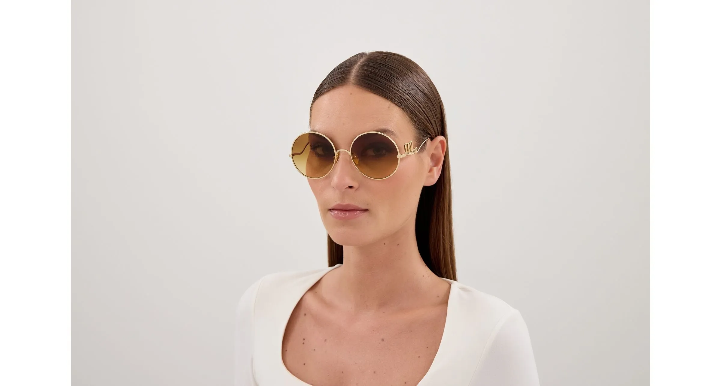Chloé CH0372S 003 Occhiali da sole Metallo Oro Marrone Rotonda - immagine 4