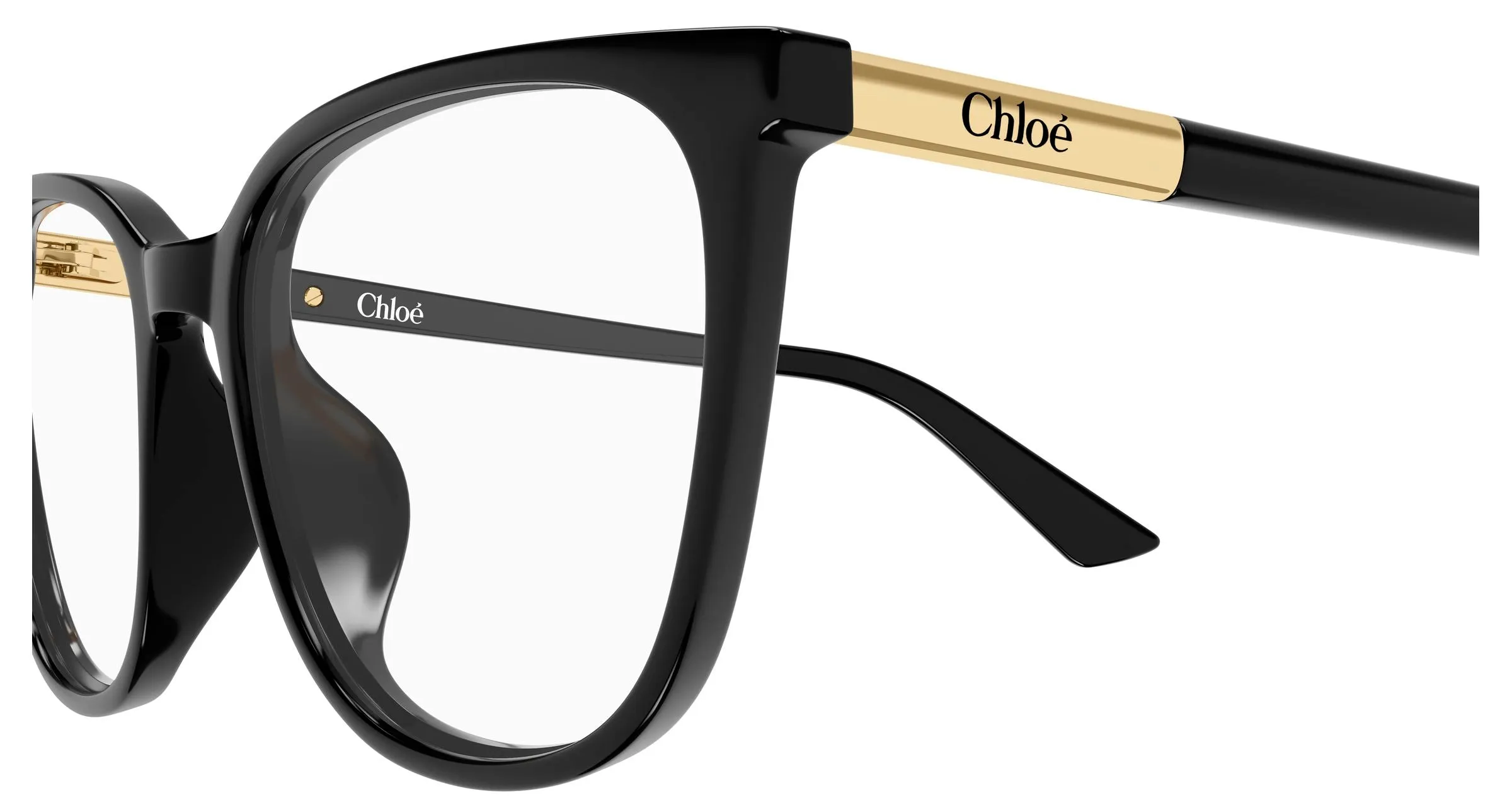 Chloé CH0370OL 001 Montature da vista Acetato Nero Trasparente Cat Eye - immagine 3