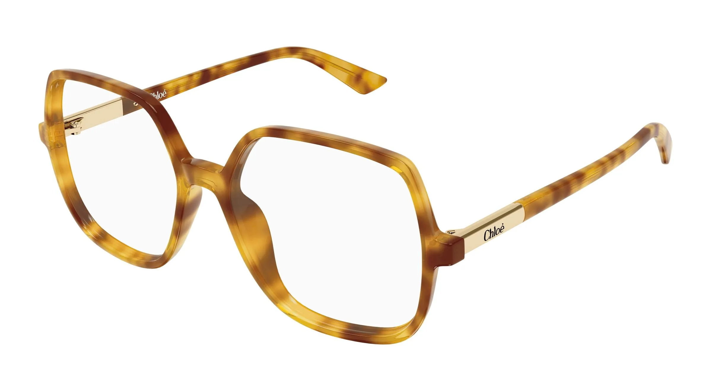Chloé CH0368O 003 Montature da vista Acetato Havana Trasparente Geometrica - immagine 1