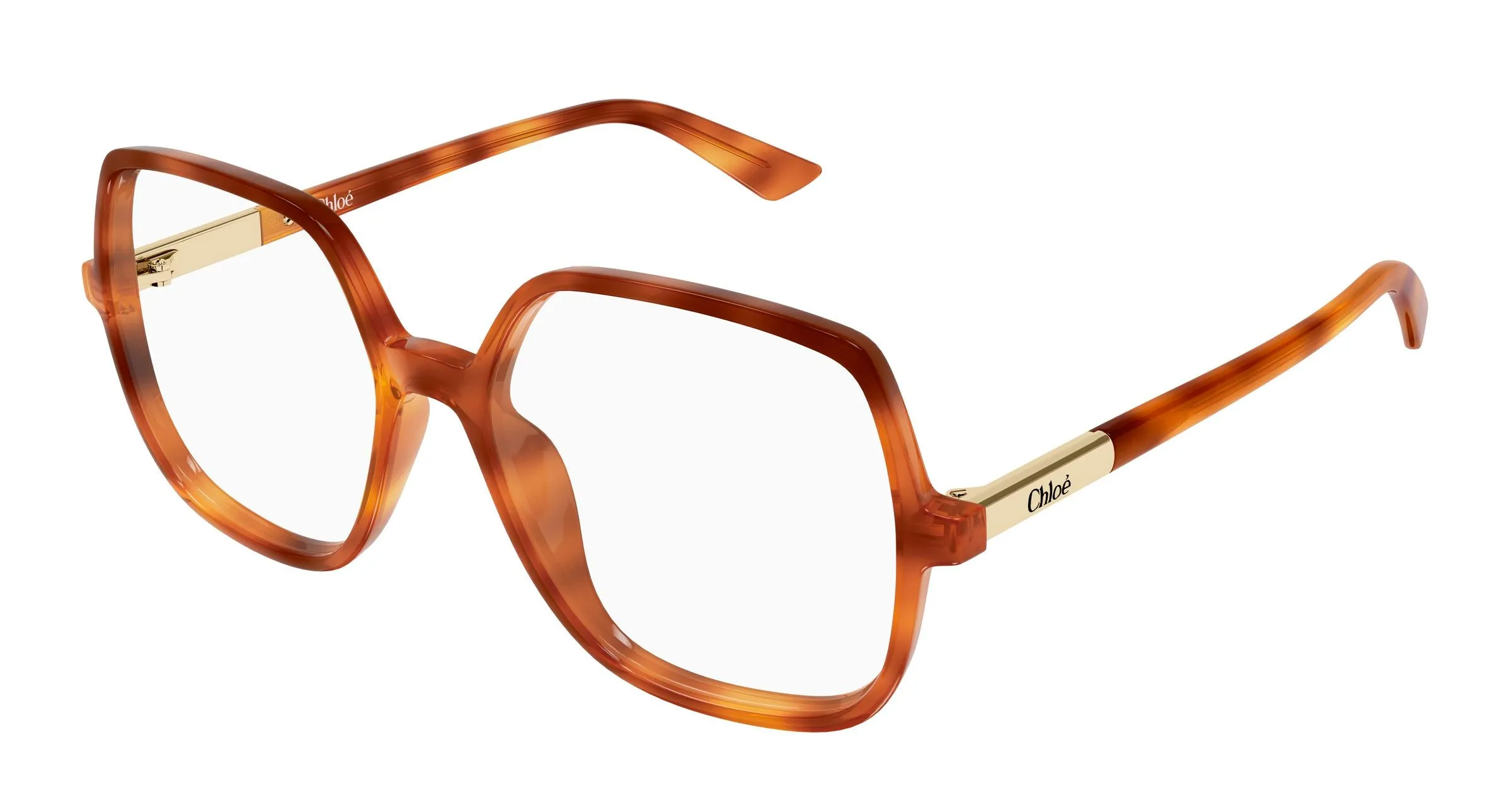 Chloé CH0368O 002 Montature da vista Acetato Havana Trasparente Geometrica - immagine 1