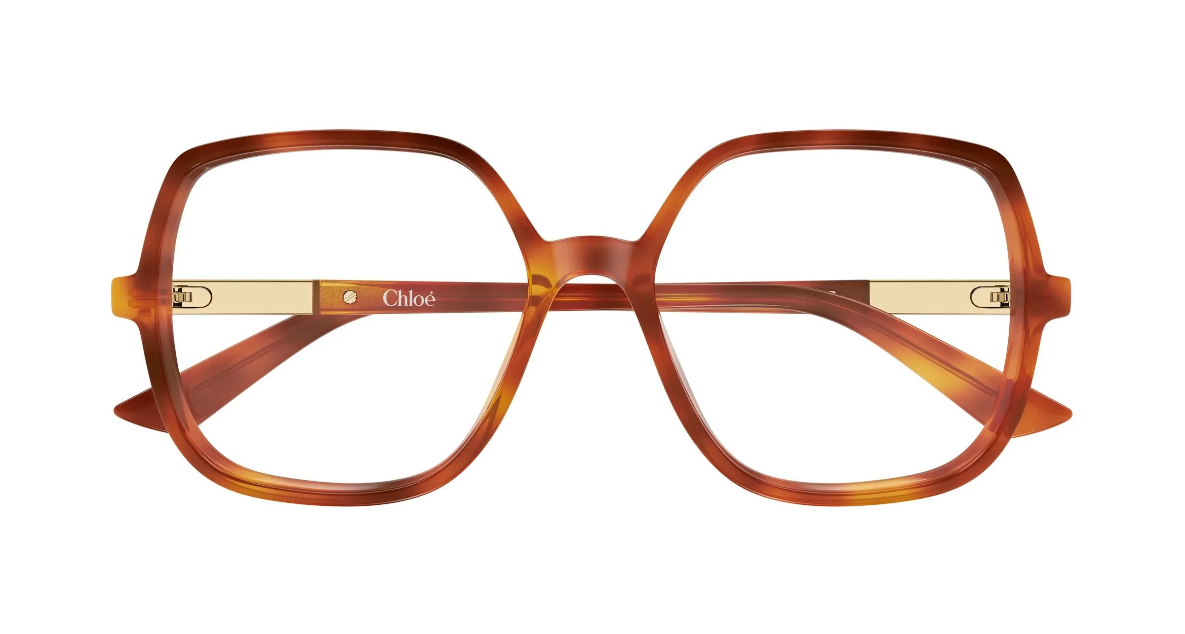 Chloé CH0368O 002 Montature da vista Acetato Havana Trasparente Geometrica - immagine 2