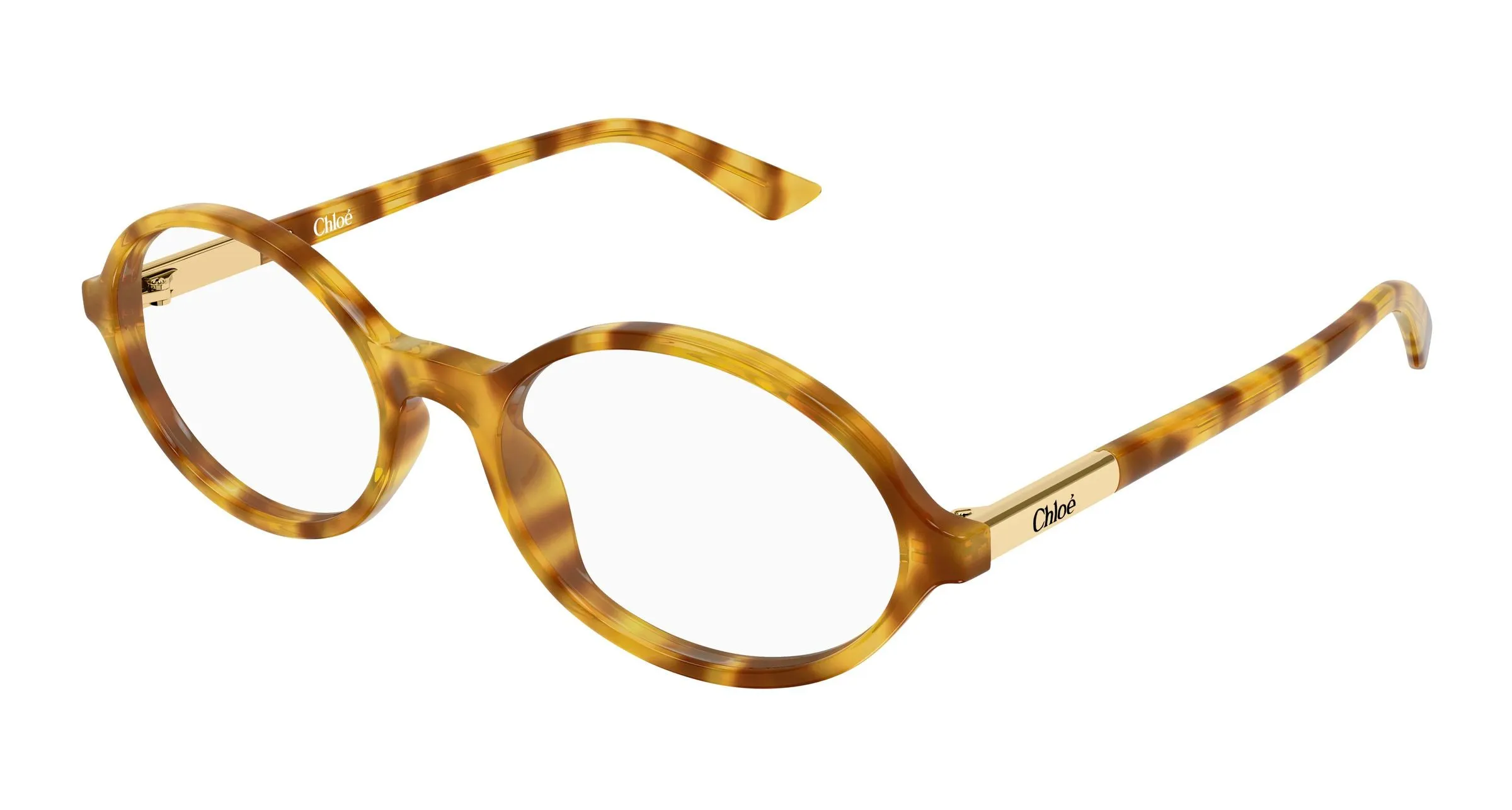 Chloé CH0367O 003 Montature da vista Acetato Havana Trasparente Rotonda - immagine 1