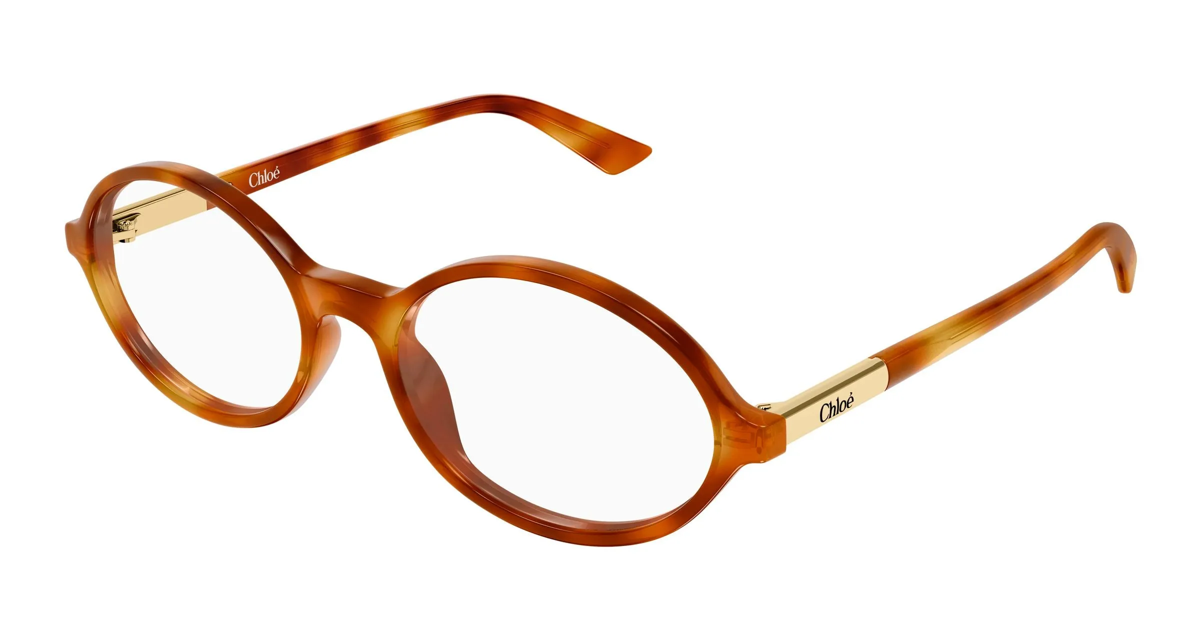 Chloé CH0367O 002 Montature da vista Acetato Havana Trasparente Rotonda - immagine 1