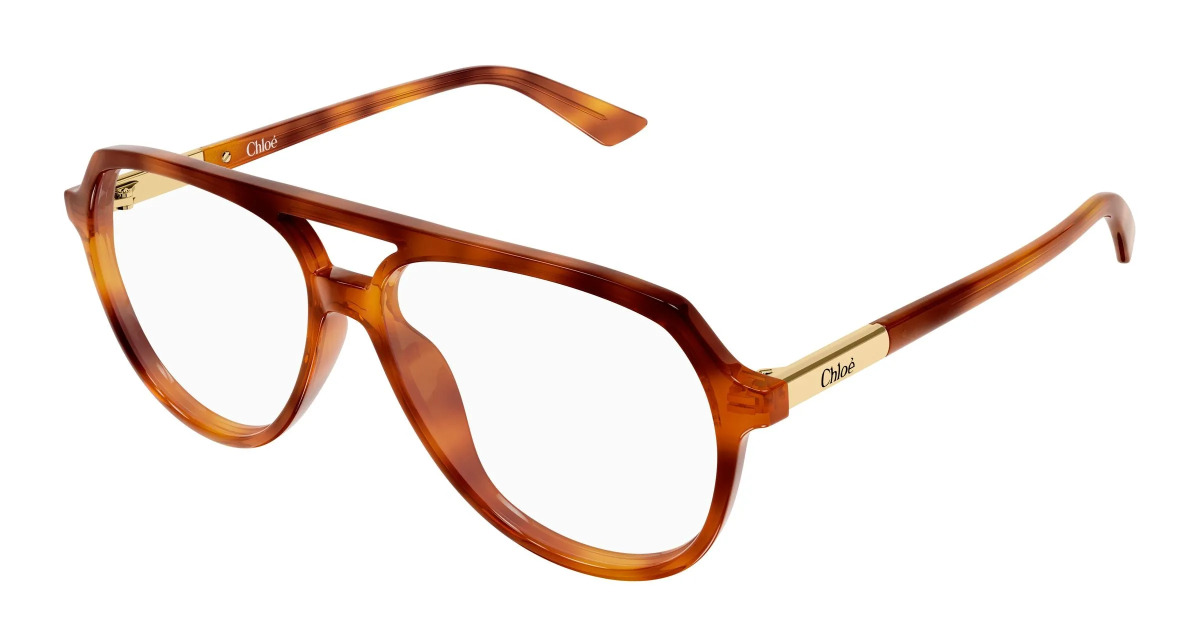 Chloé CH0366O 002 Montature da vista Acetato Havana Trasparente Pilot - immagine 1
