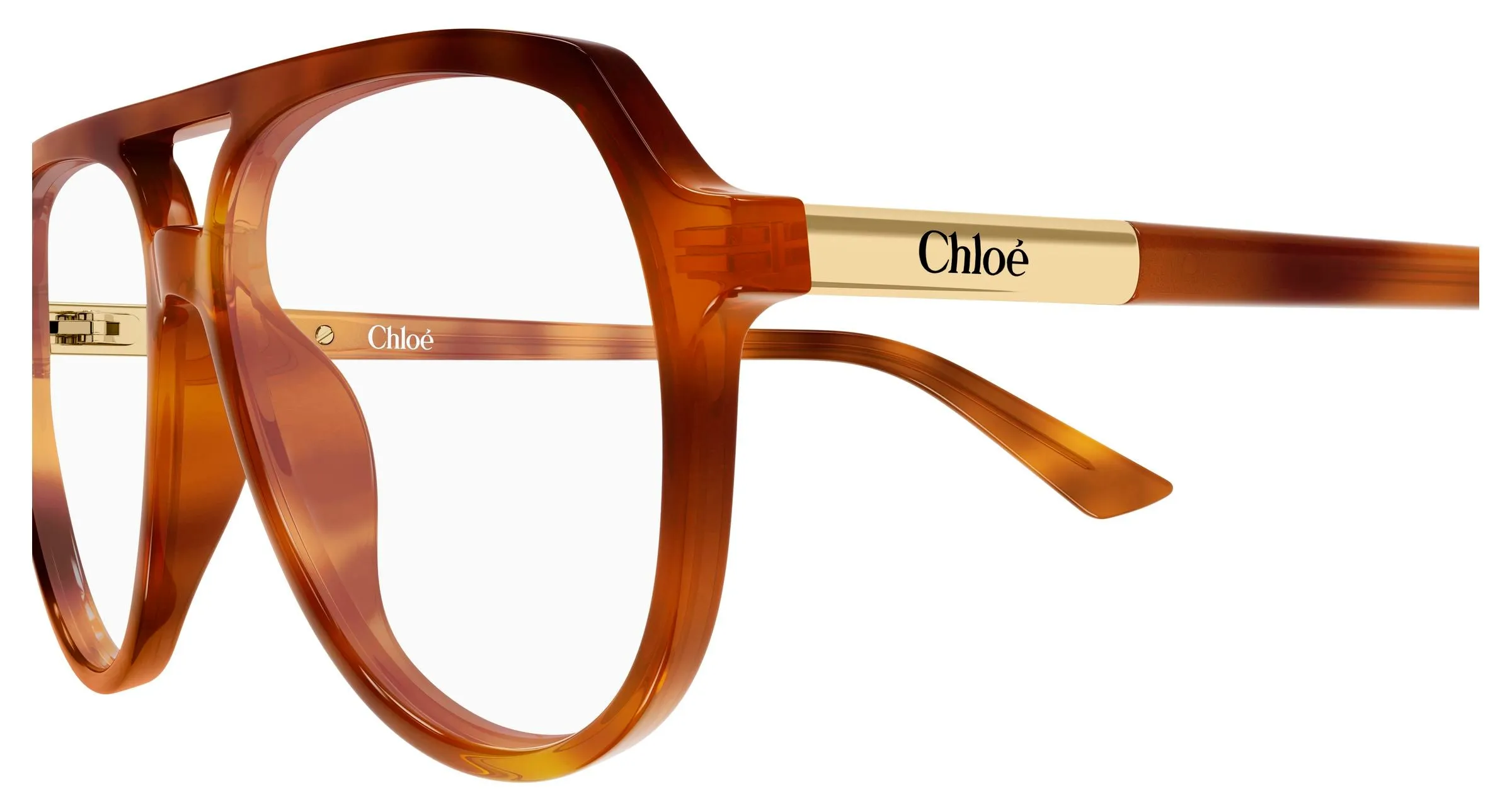 Chloé CH0366O 002 Montature da vista Acetato Havana Trasparente Pilot - immagine 3