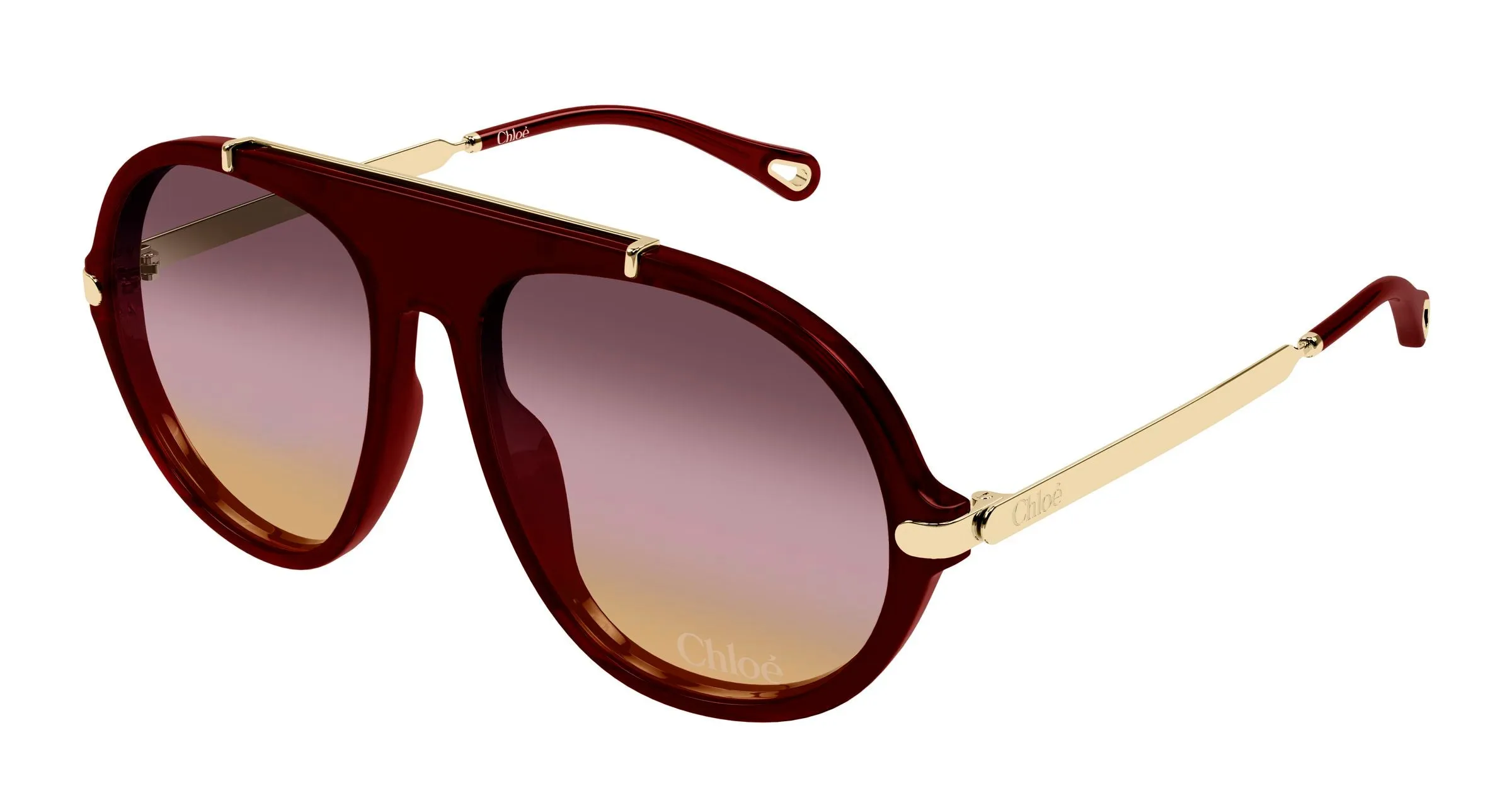 Chloé CH0357S 004 Occhiali da sole Acetato Bordeaux Rosa Rotonda - immagine 1