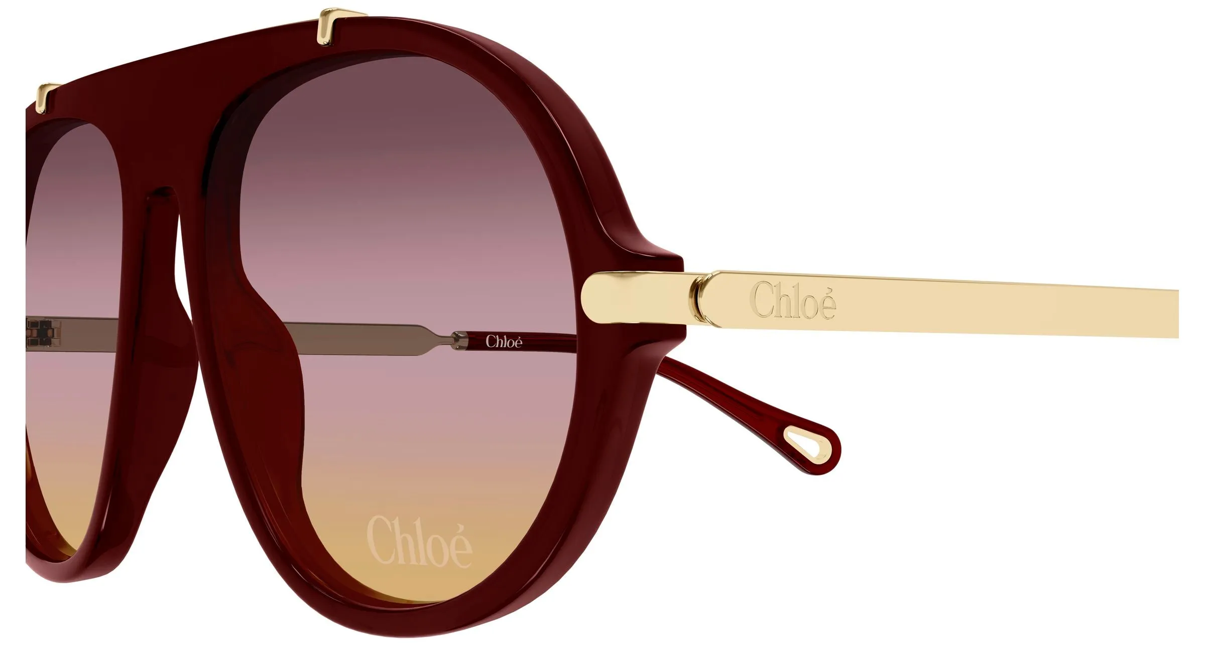 Chloé CH0357S 004 Occhiali da sole Acetato Bordeaux Rosa Rotonda - immagine 3