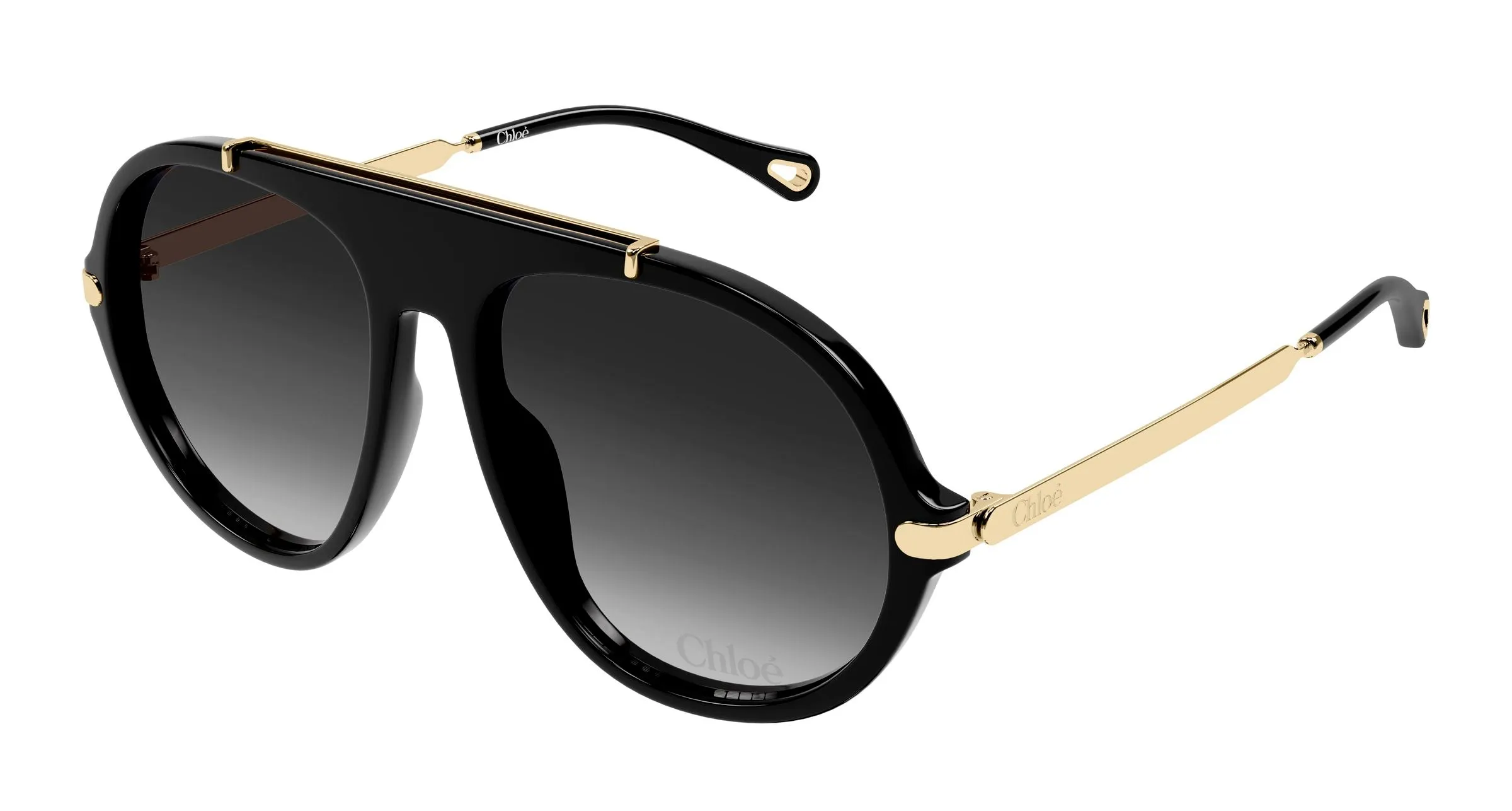 Chloé CH0357S 001 Occhiali da sole Acetato Nero Grigio Rotonda - immagine 1