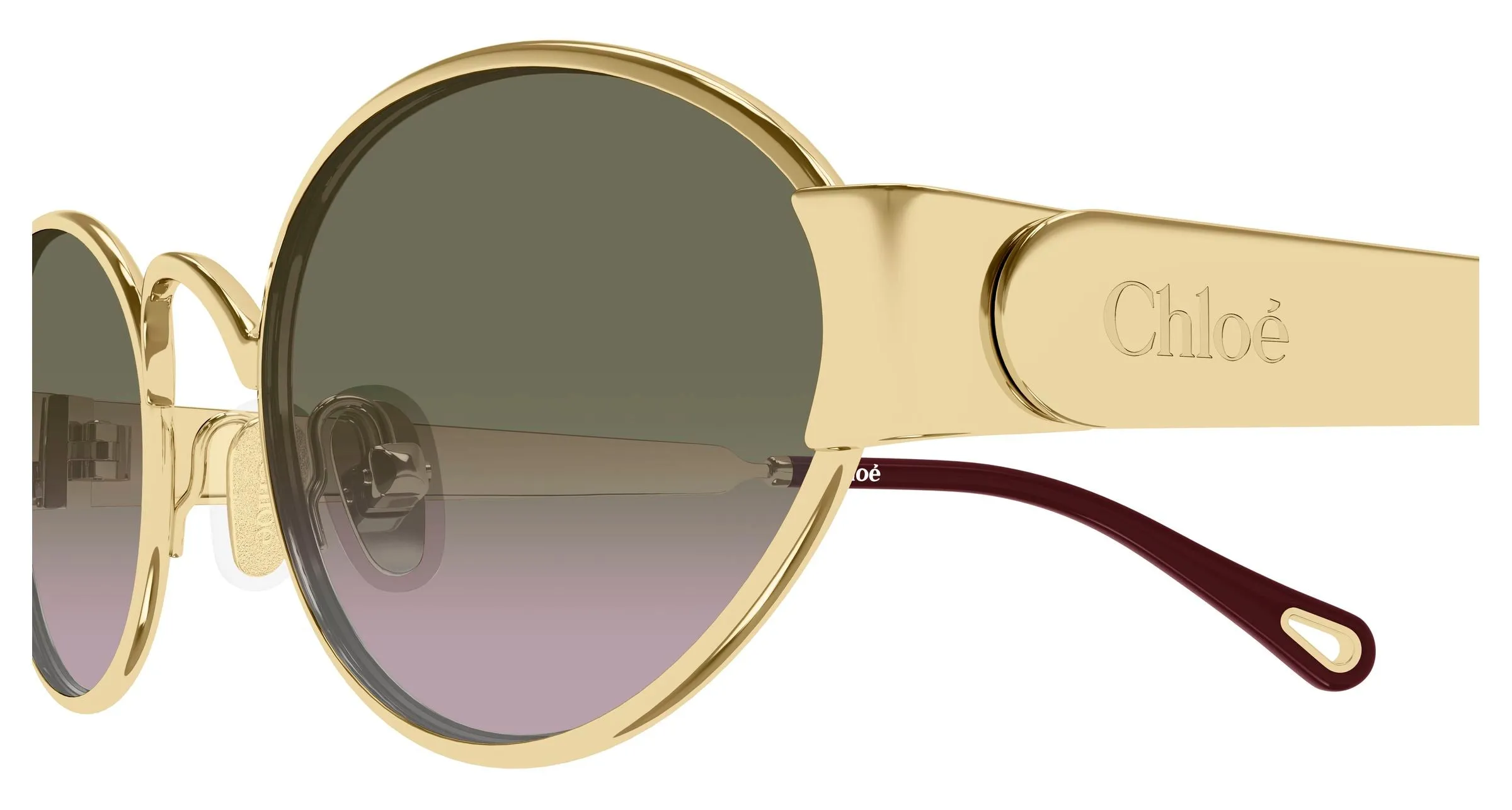 Chloé CH0355S 004 Occhiali da sole Metallo Oro Verde Rotonda - immagine 3