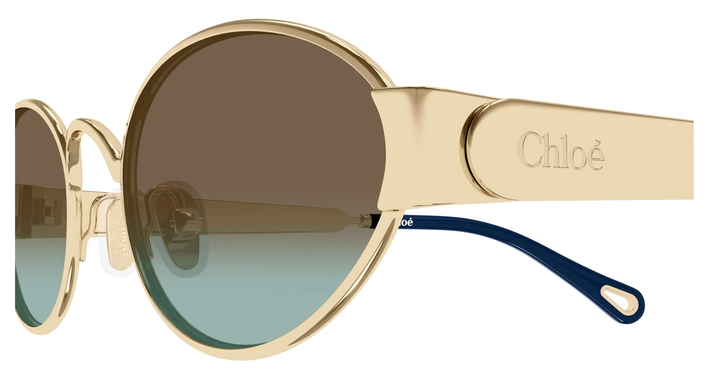 Chloé CH0355S 003 Occhiali da sole Metallo Oro Marrone Rotonda - immagine 3