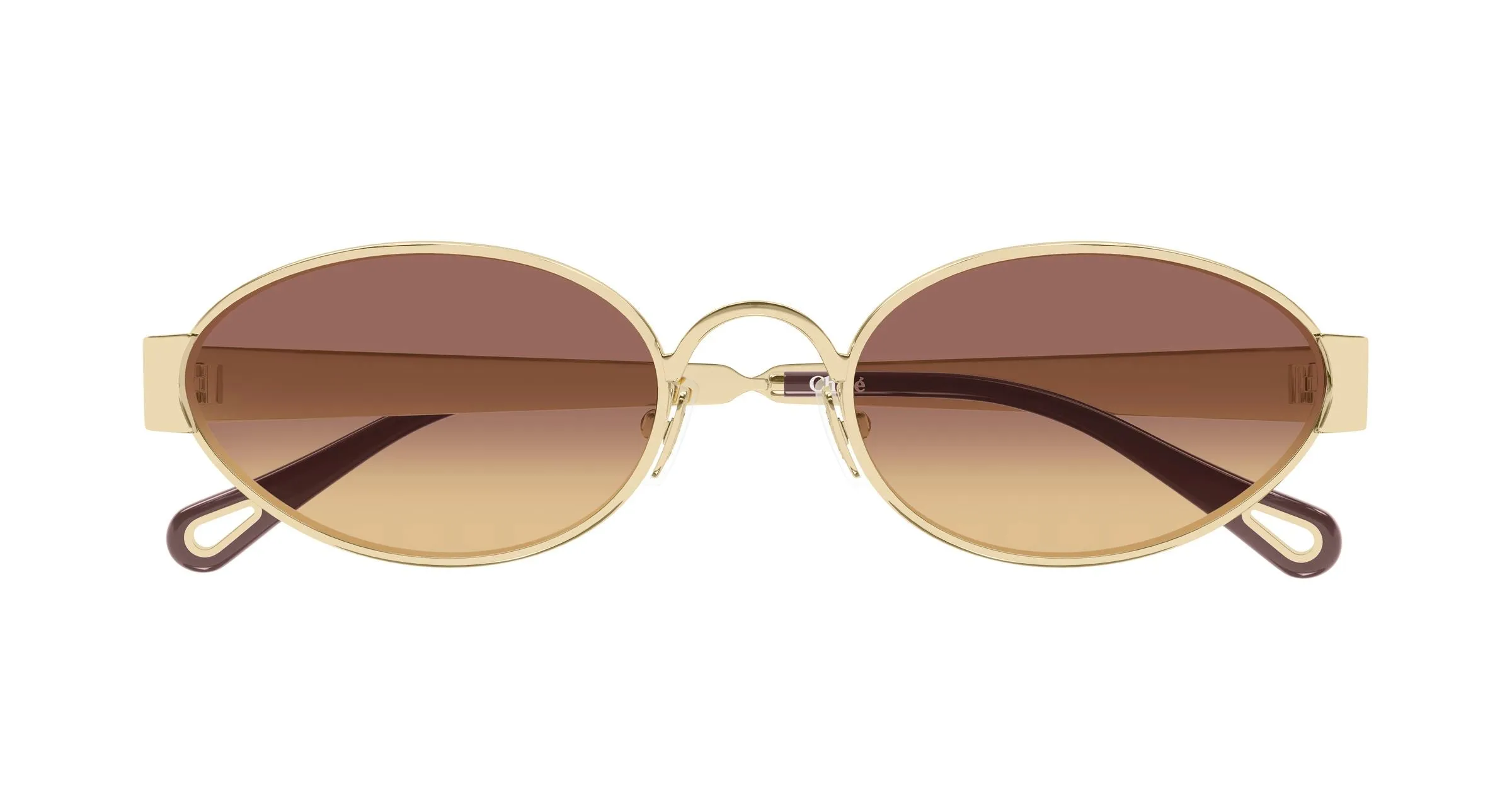 Chloé CH0355S 002 Occhiali da sole Metallo Oro Marrone Rotonda - immagine 2