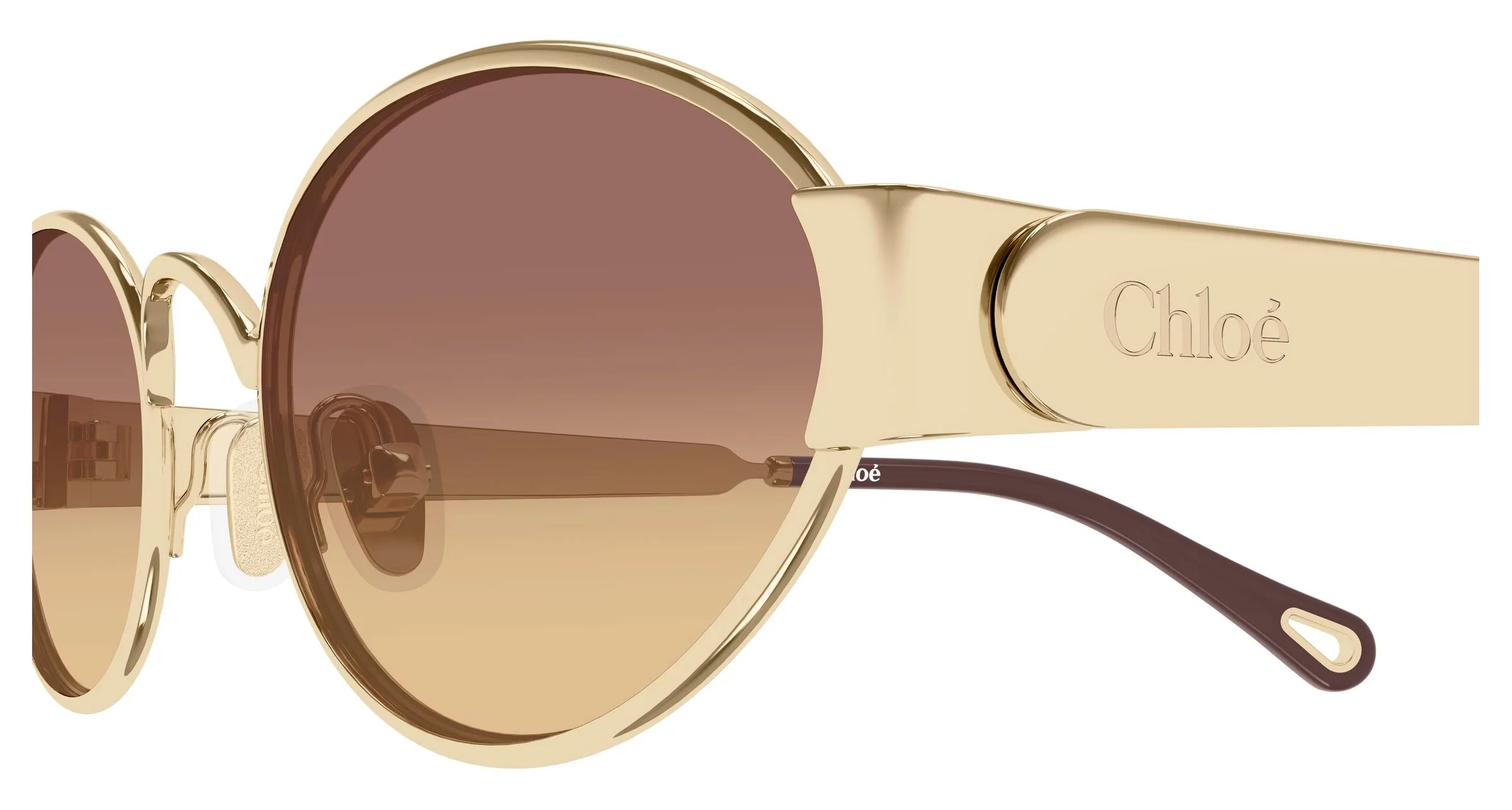 Chloé CH0355S 002 Occhiali da sole Metallo Oro Marrone Rotonda - immagine 3