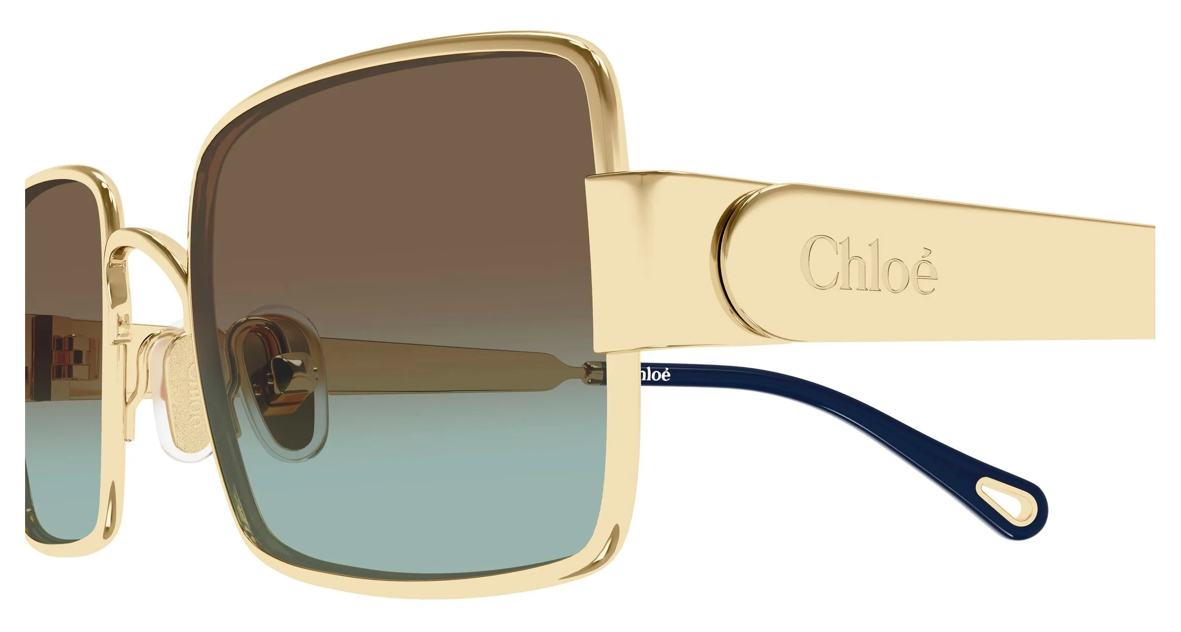 Chloé CH0354S 003 Occhiali da sole Metallo Oro Marrone Squadrata - immagine 3