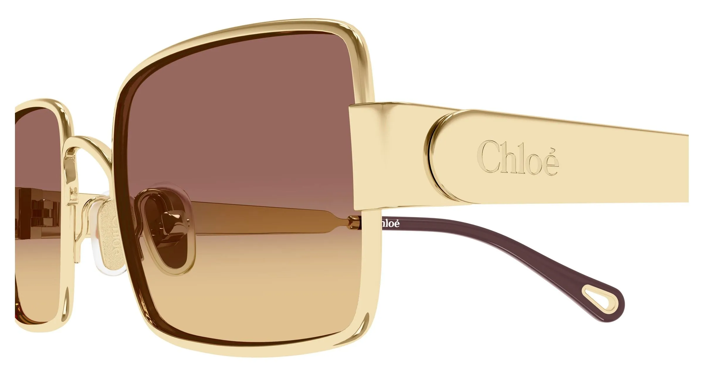 Chloé CH0354S 002 Occhiali da sole Metallo Oro Marrone Squadrata - immagine 3