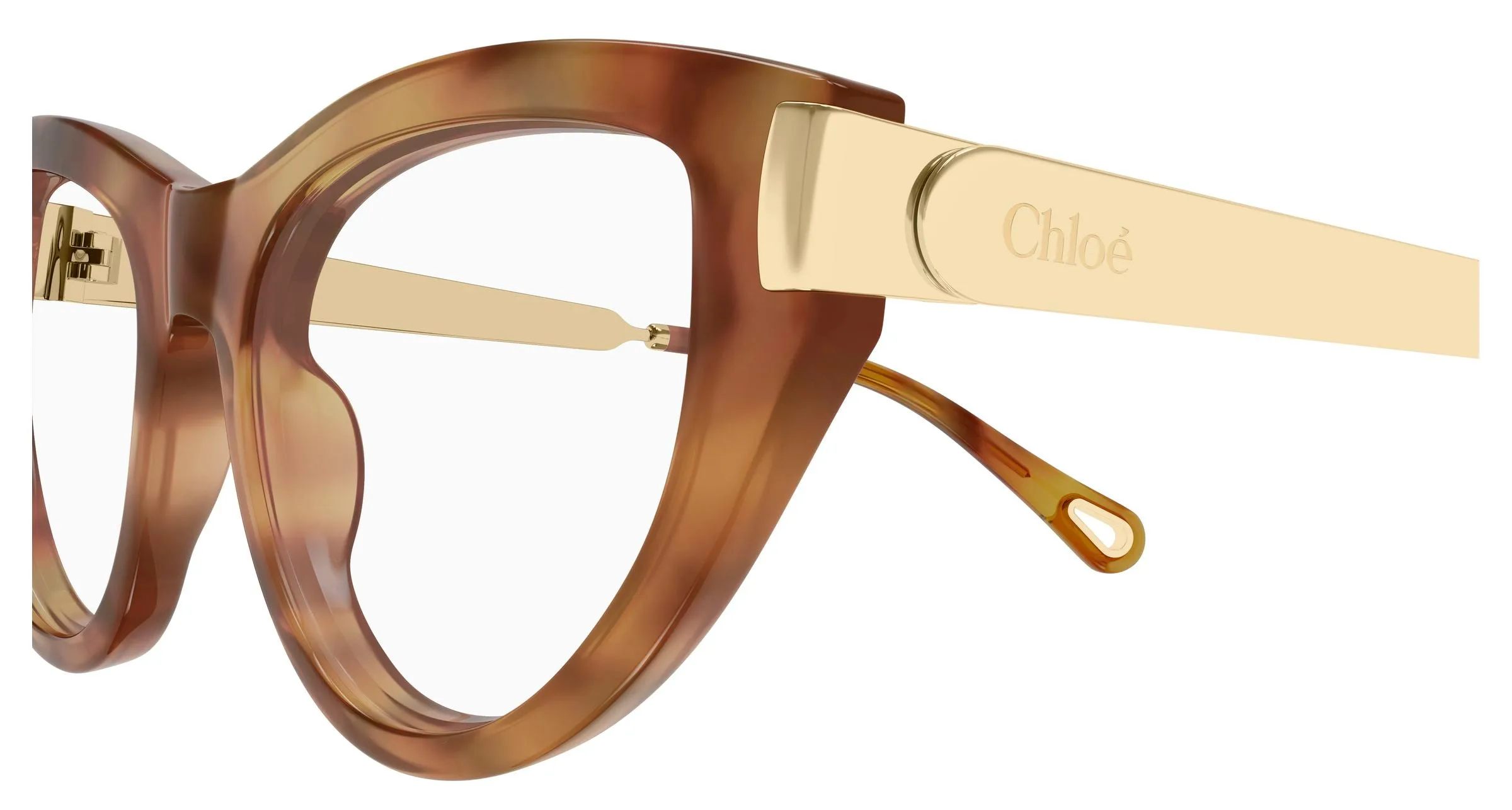 Chloé CH0352O 002 Montature da vista Acetato Havana Trasparente Cat Eye - immagine 3