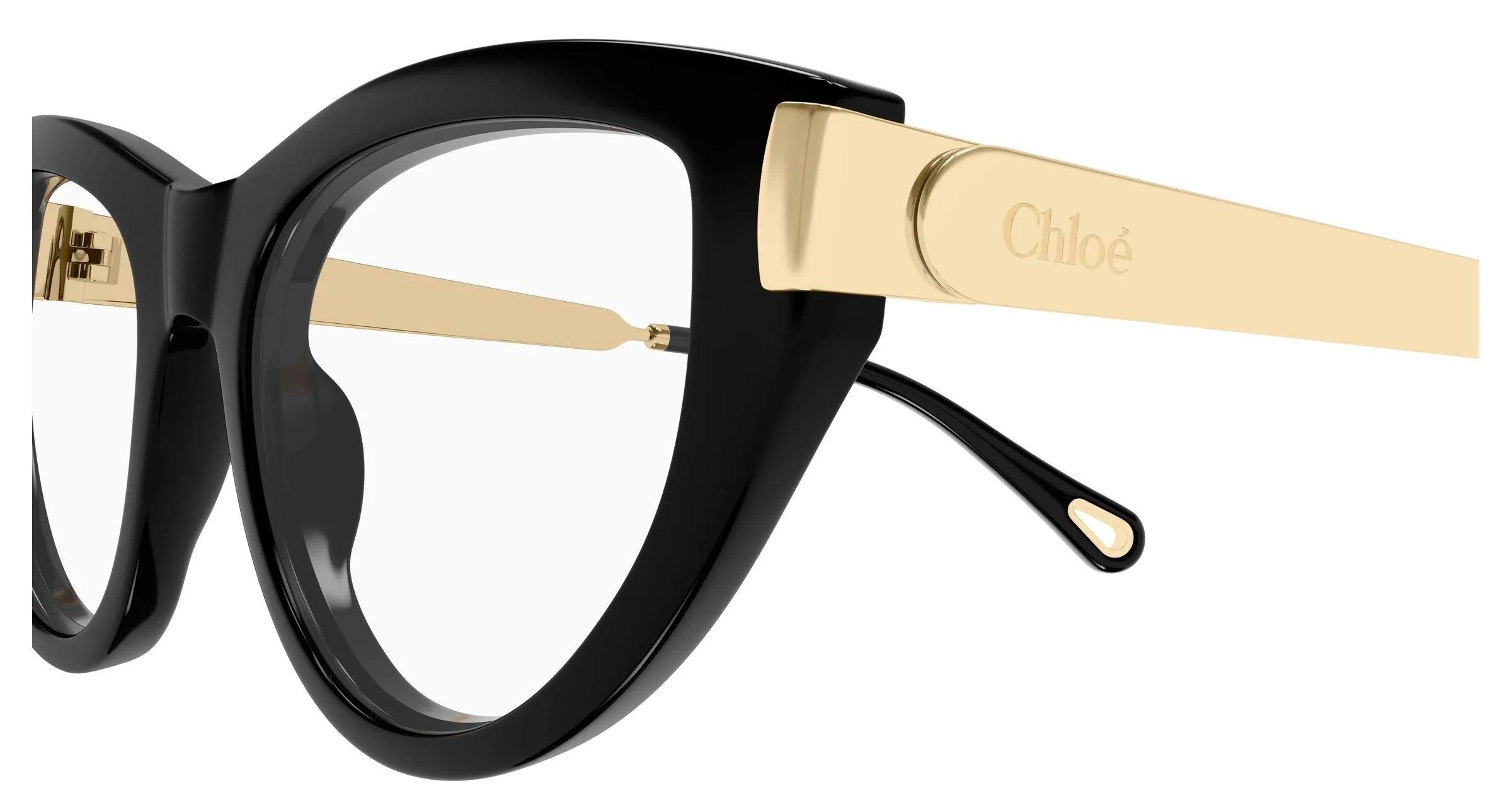 Chloé CH0352O 001 Montature da vista Acetato Nero Trasparente Cat Eye - immagine 3