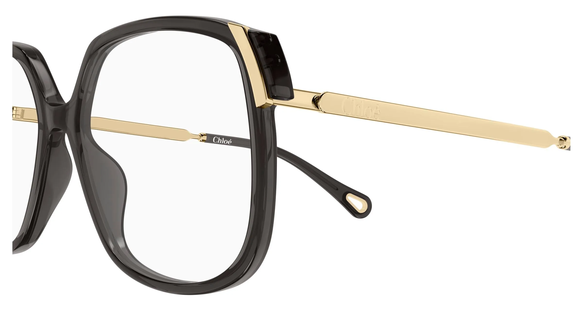 Chloé CH0287O 006 Montature da vista Acetato Grigio Trasparente Squadrata - immagine 3
