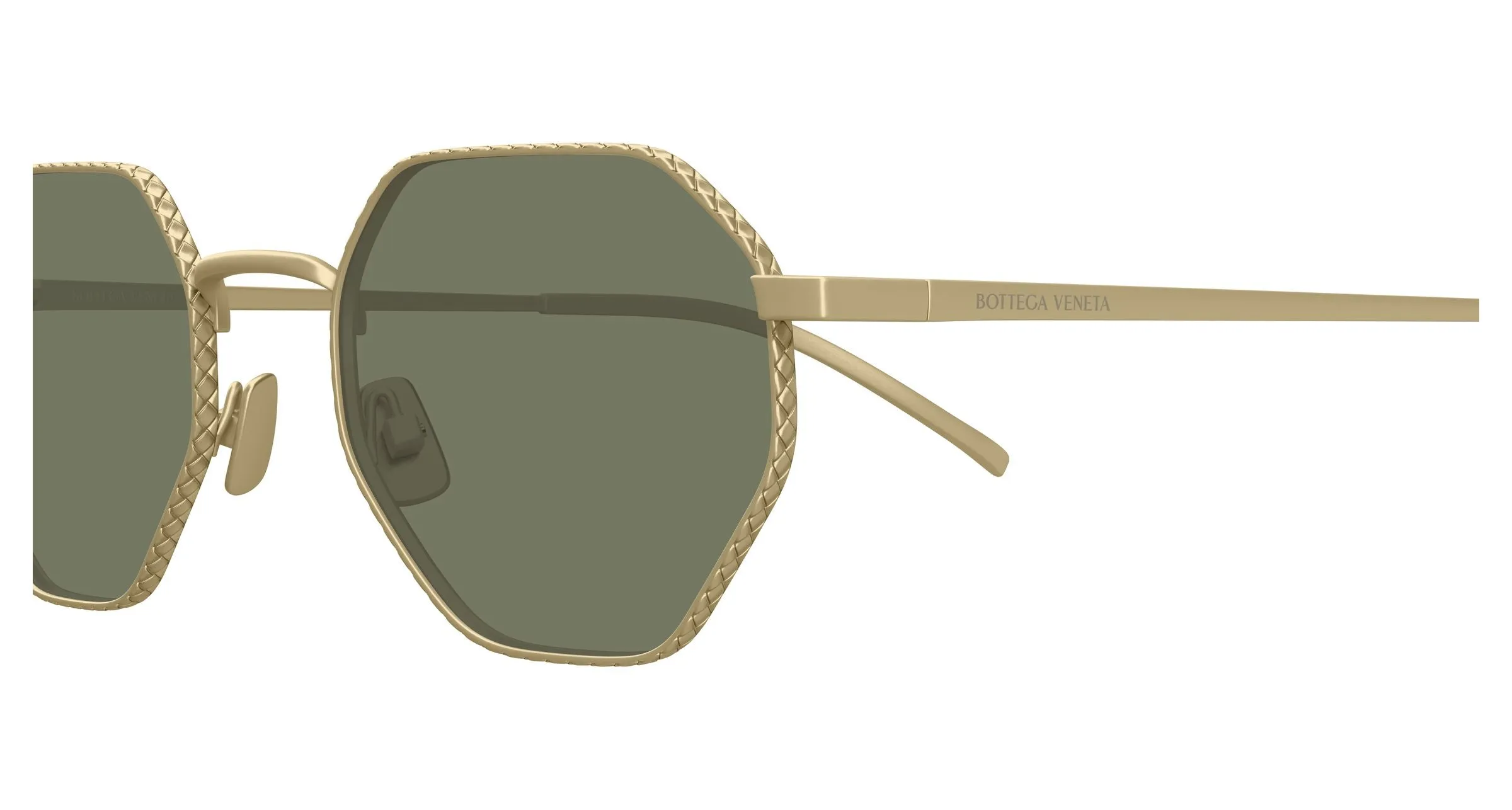 Bottega Veneta BV1471S 003 Occhiali da sole Titanio Bronzo Verde Rotonda - immagine 3