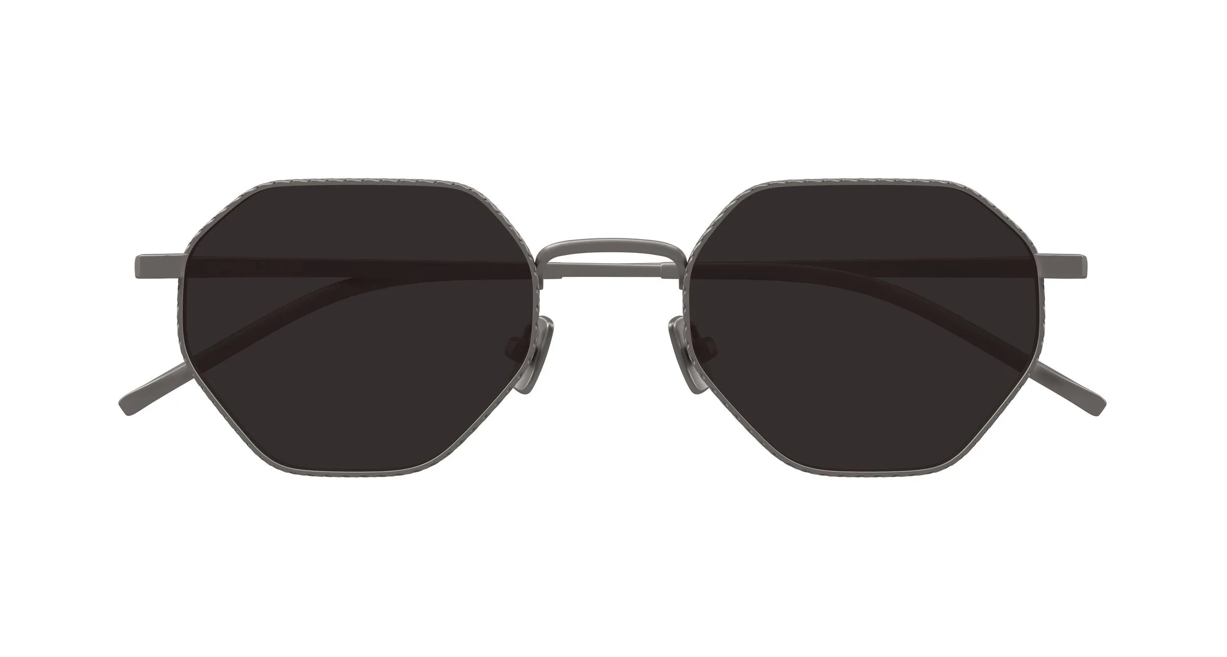 Bottega Veneta BV1471S 001 Occhiali da sole Titanio Rutenio Grigio Rotonda - immagine 2