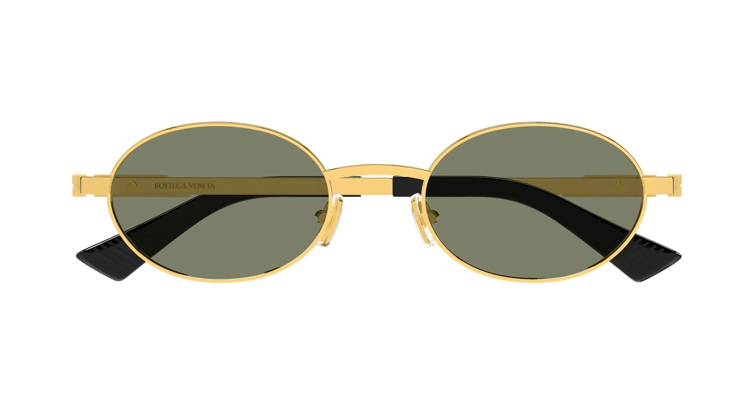 Bottega Veneta BV1470S 004 Occhiali da sole Metallo Oro Verde Rotonda - immagine 2