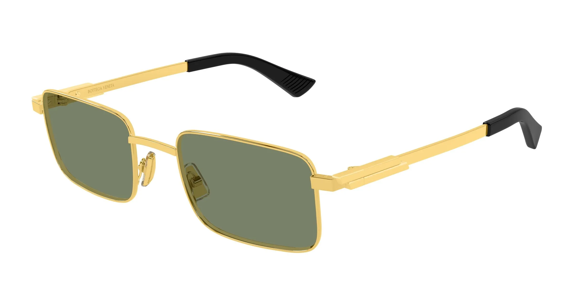 Bottega Veneta BV1469S 004 Occhiali da sole Metallo Oro Verde Squadrata - immagine 1