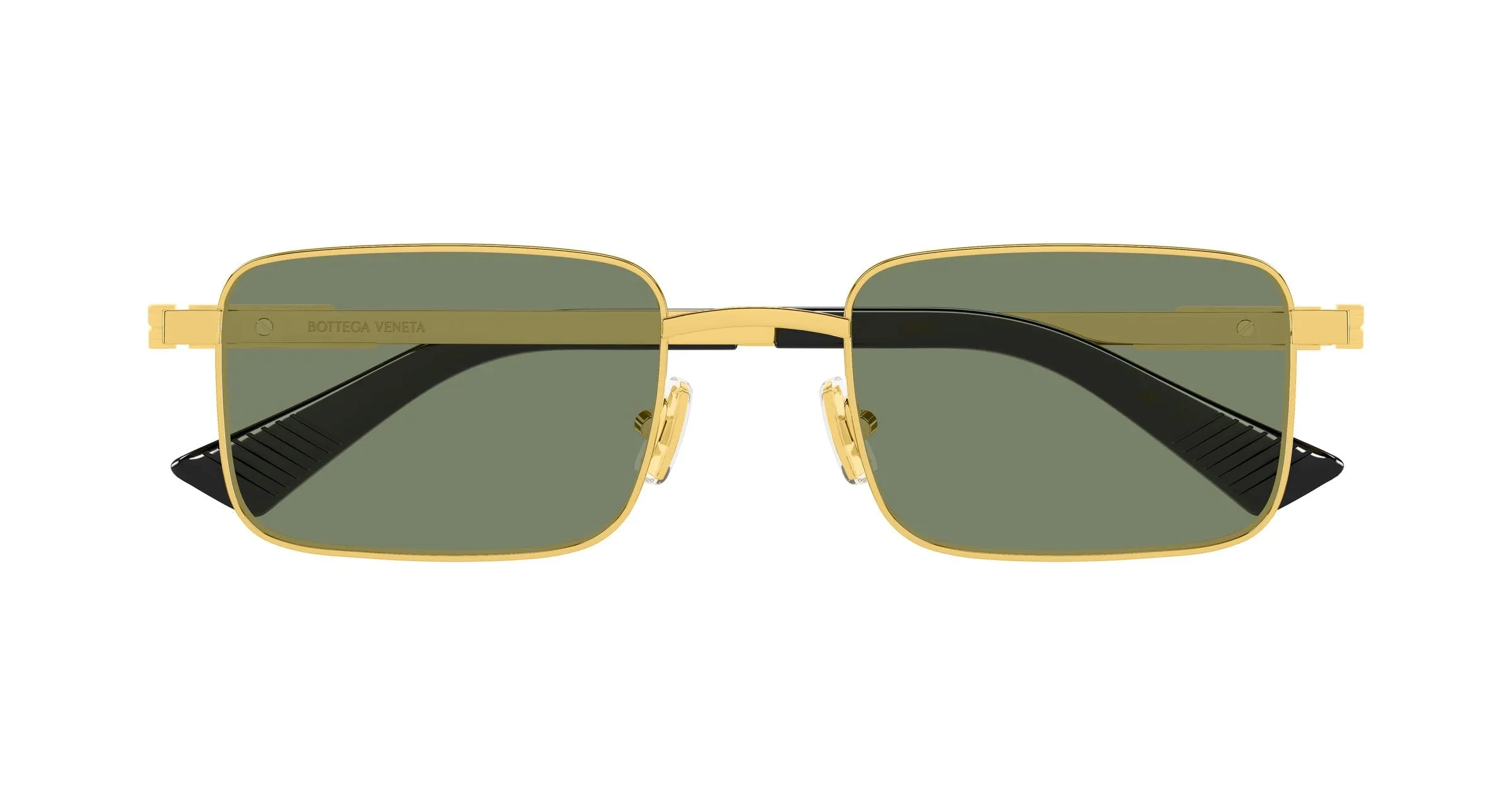 Bottega Veneta BV1469S 004 Occhiali da sole Metallo Oro Verde Squadrata - immagine 2