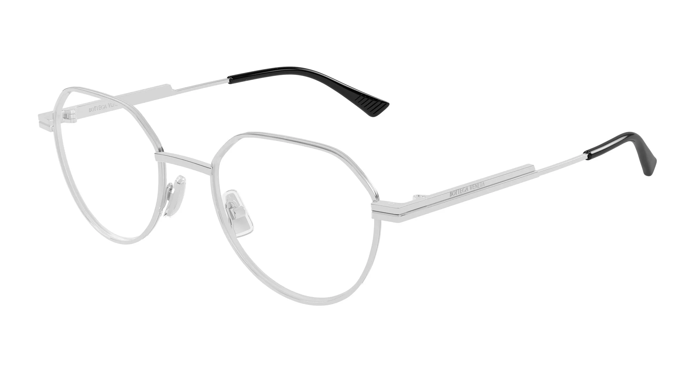 Bottega Veneta BV1468O 002 Montature da vista Metallo Argento Trasparente Rotonda - immagine 1
