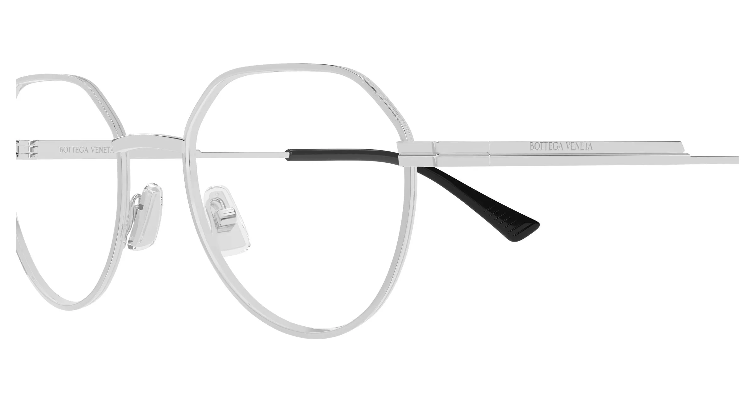Bottega Veneta BV1468O 002 Montature da vista Metallo Argento Trasparente Rotonda - immagine 3